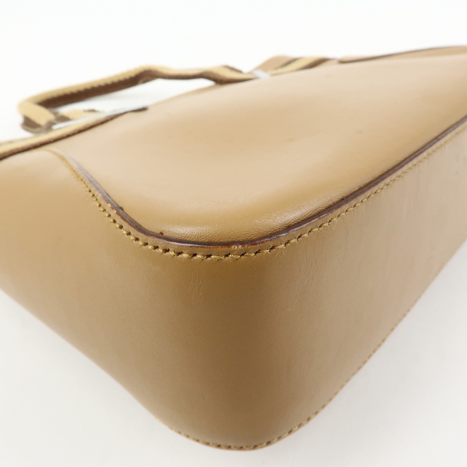 GUCCI Sherry Leather Canvas Hand Bag Beige Brown 000.0860