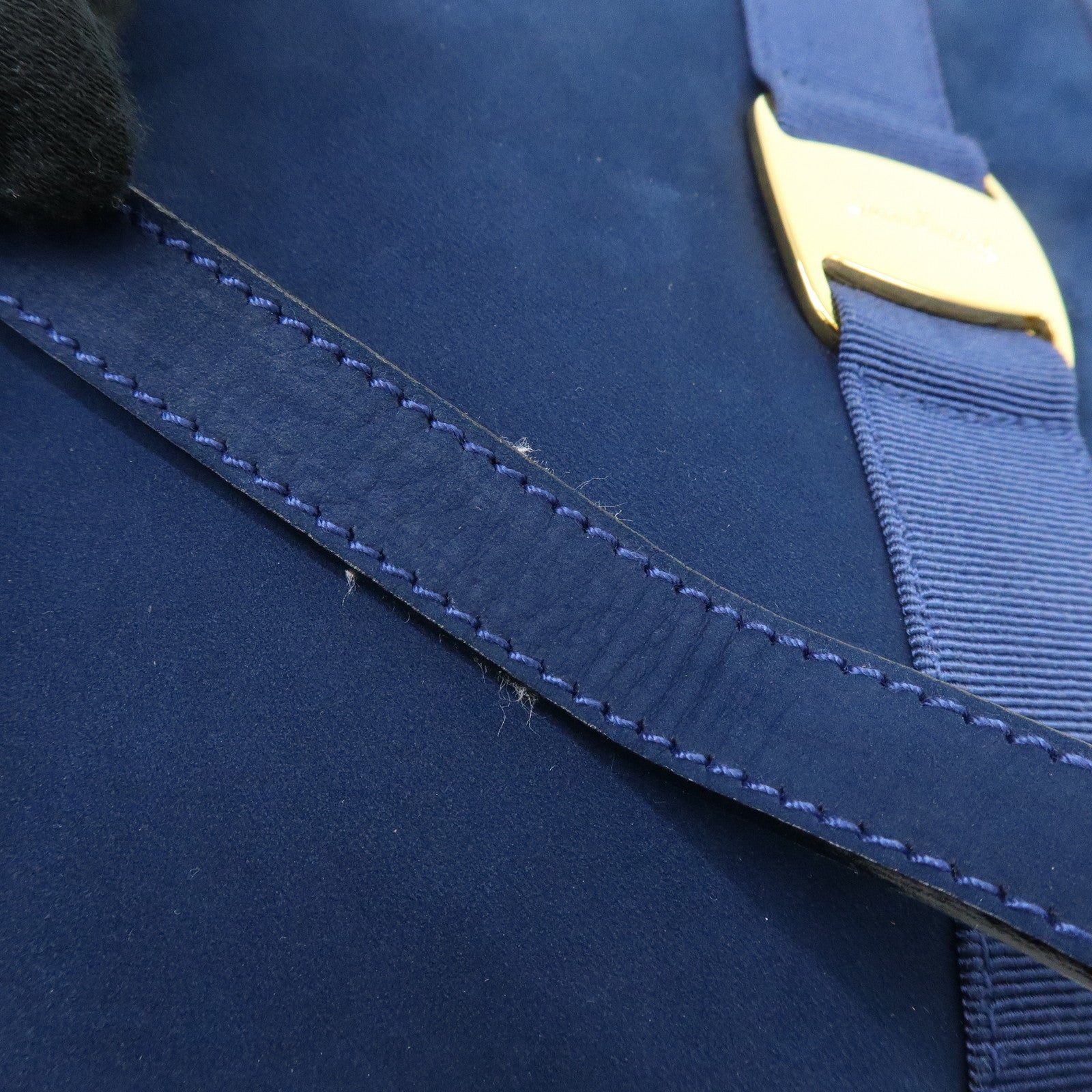 Ferragamo Vara Suede Shoulder Bag Crossbody Bag Camera Bag Navy