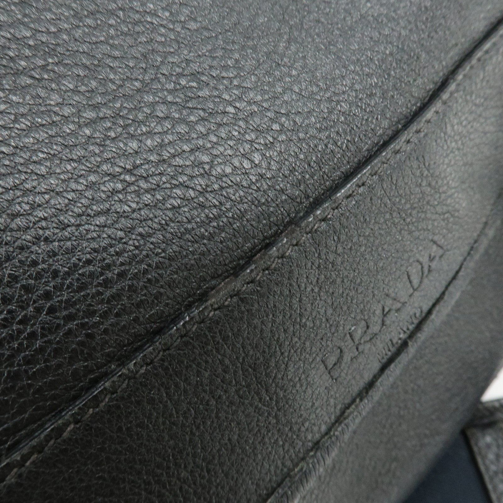 PRADA Logo Leather Shoulder Bag Crossbody Bag Black VA0638