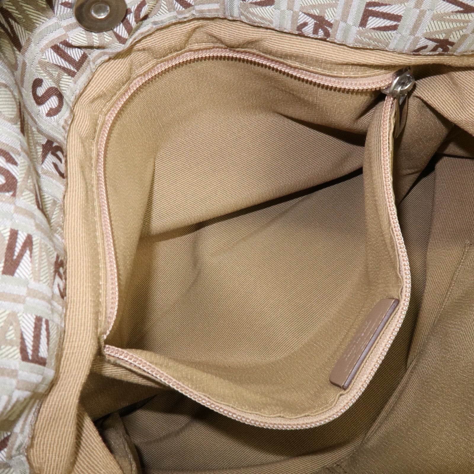 Ferragamo Logo Canvas Leather Shoulder Bag Beige Brown Khaki