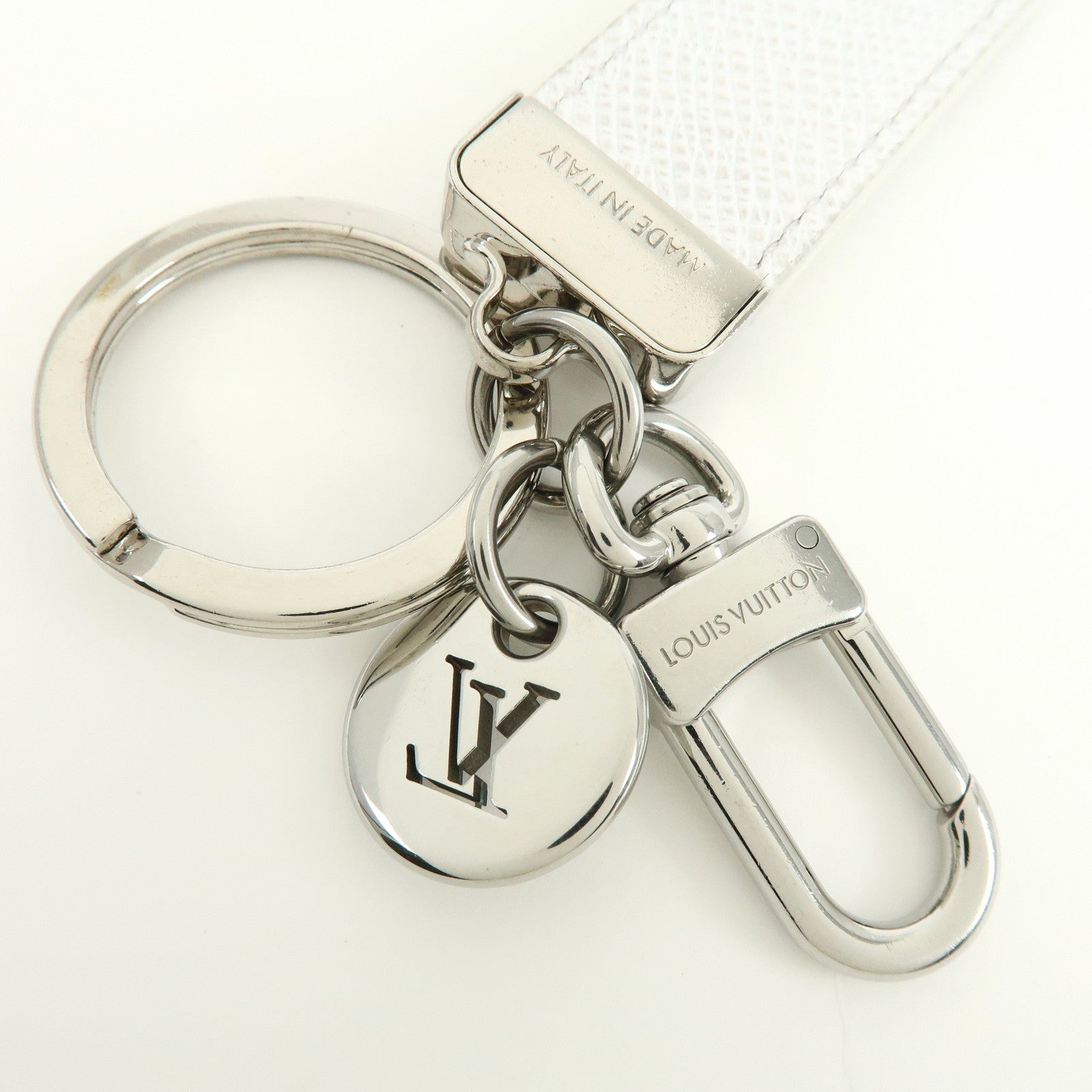 Louis Vuitton Monogram Canvas Taiga Leather Bag Charm Blanc M01347
