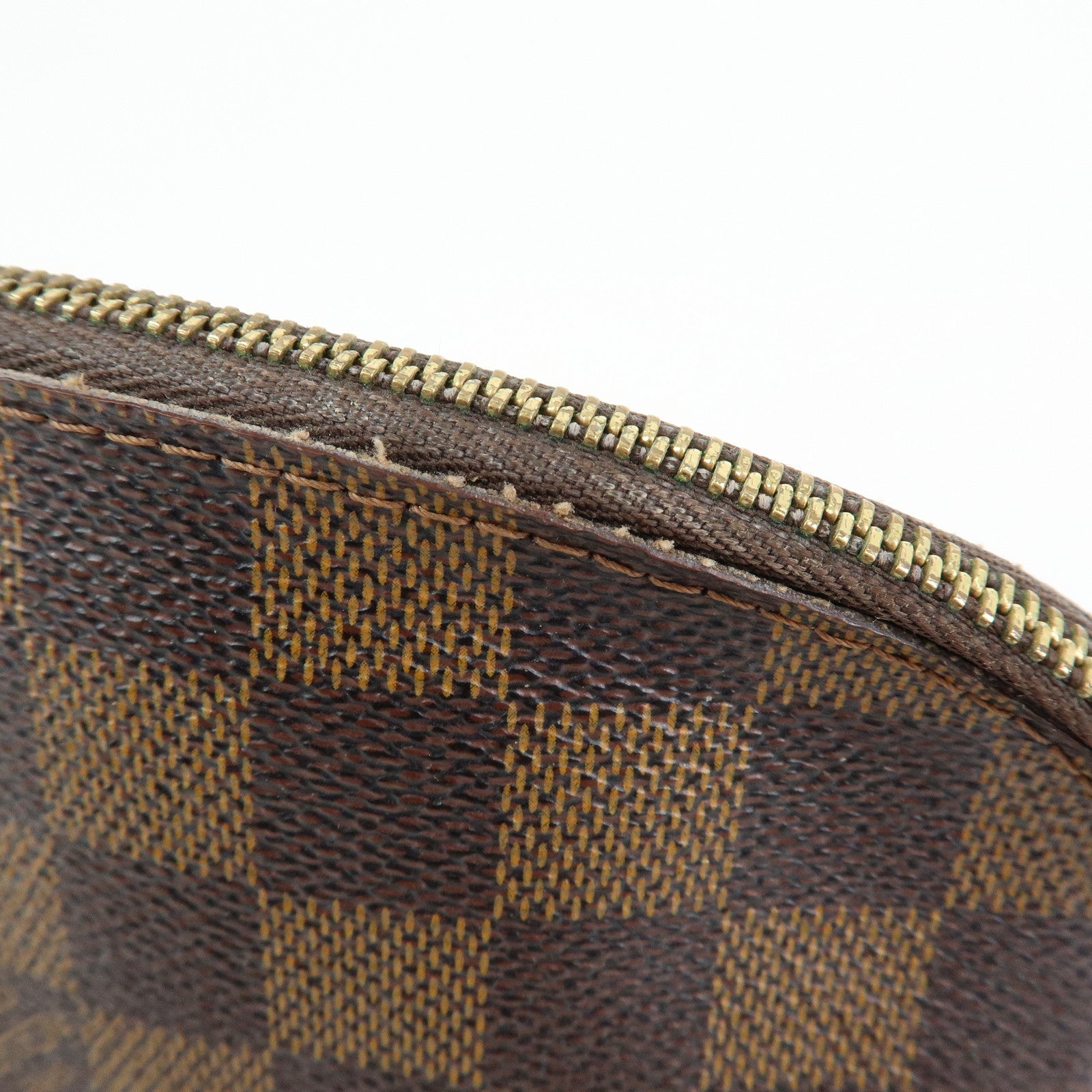 Louis Vuitton Damier Ebene Pochette Cosmetic PM Pouch Brown N47516