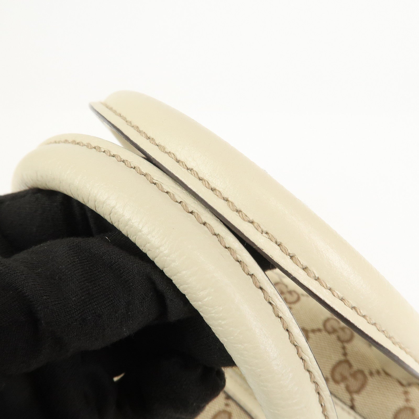 GUCCI GG Canvas Leather Mini Boston Bag Hand Bag Brown Ivory 153026