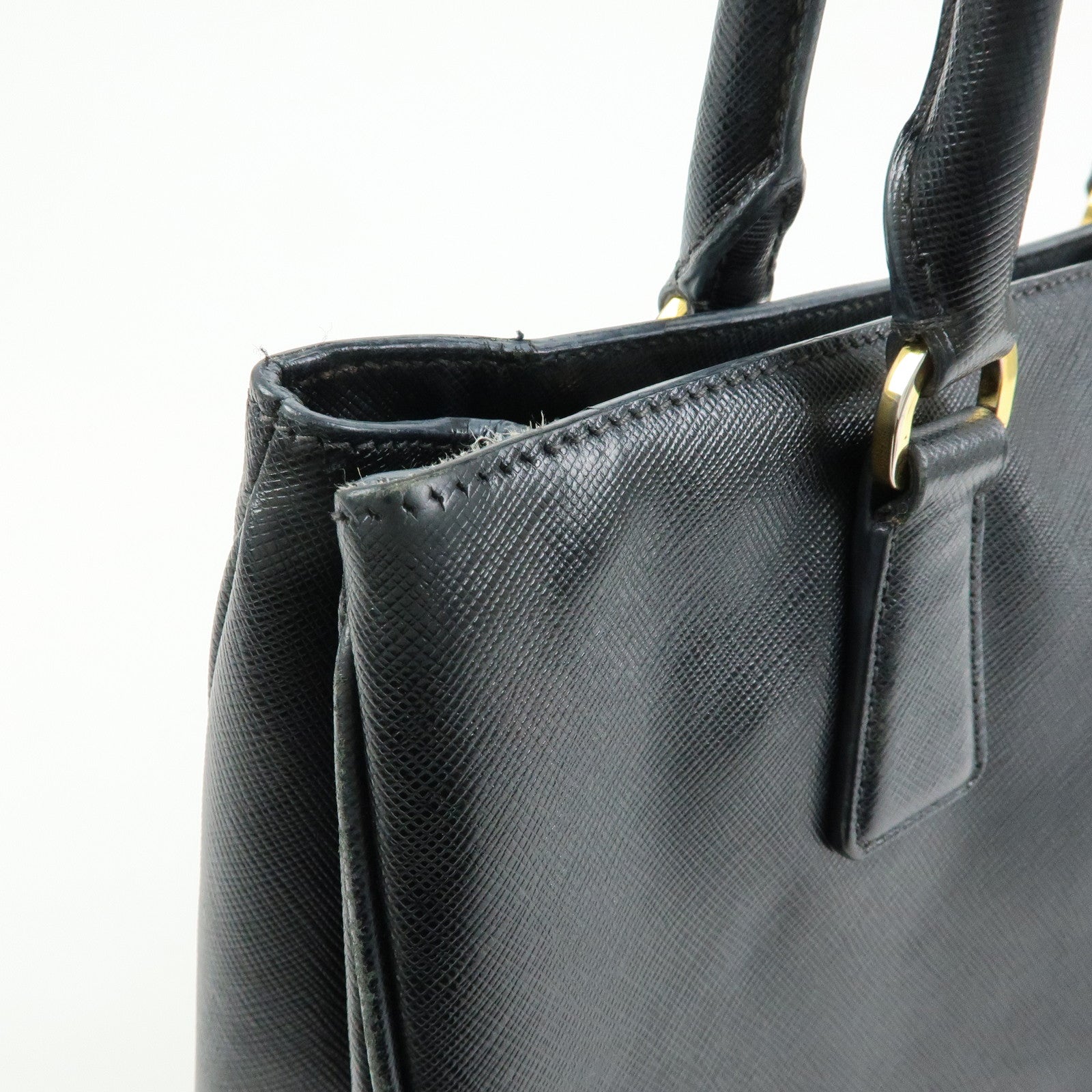 PRADA Triangle Logo Galleria Saffiano Leather 2Way Bag Black 1BA274