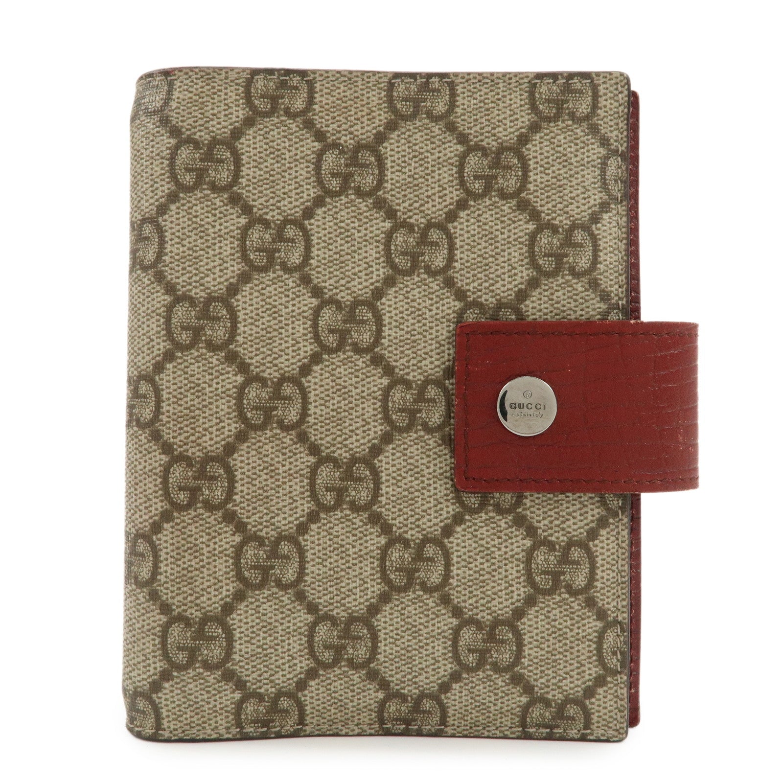 GUCC GG Supreme Canvas Leather Planner Cover Beige Brown 115240 Used