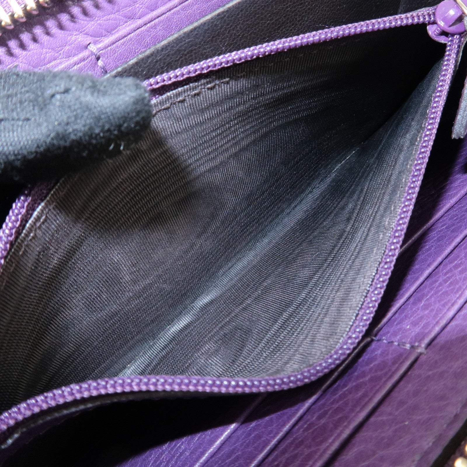GUCCI SOHO Leather Zip Around Long Wallet Purple Used