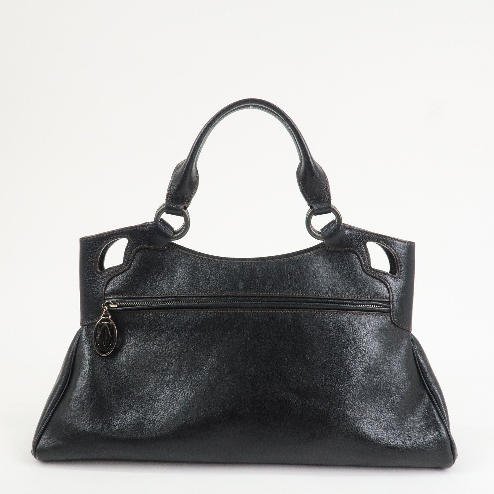 Cartier Must Line Calf Leather Marcello Hand Bag Dark Brown