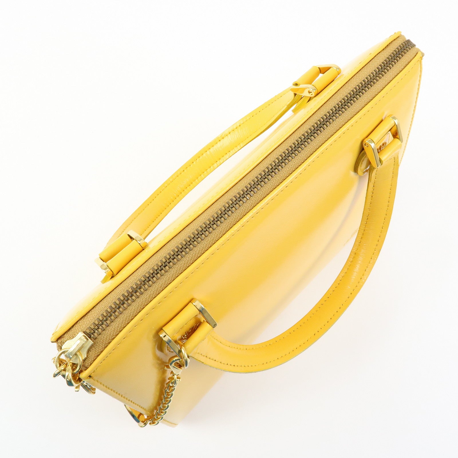 VERSACE Leather Charm 2Way Bag Hand Bag Shoulder Bag Yellow