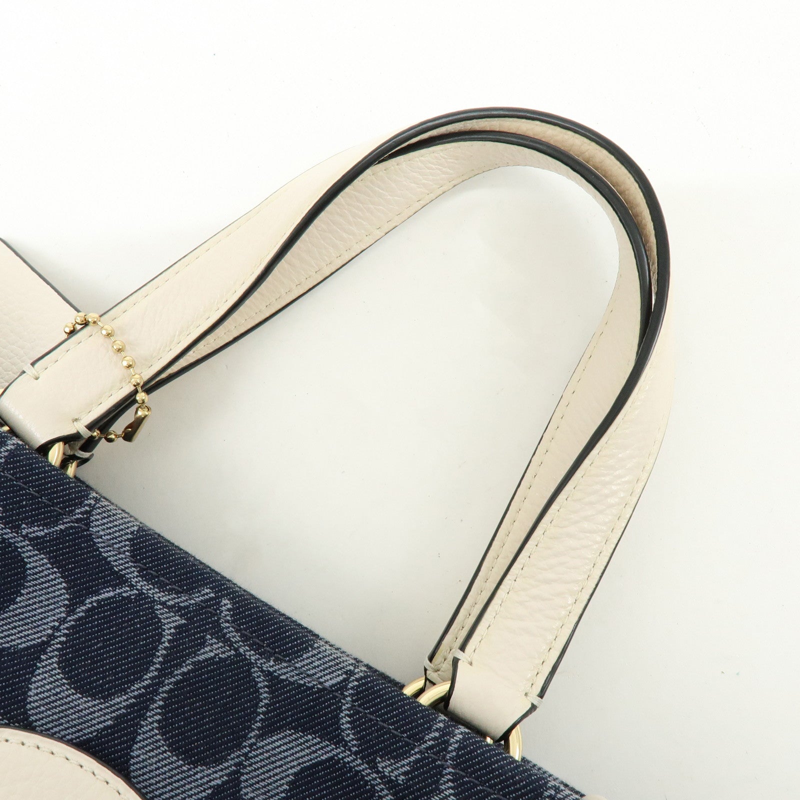 COACH Dempsey Signature Denim Leather 2Way Shoulder Hand Bag Navy