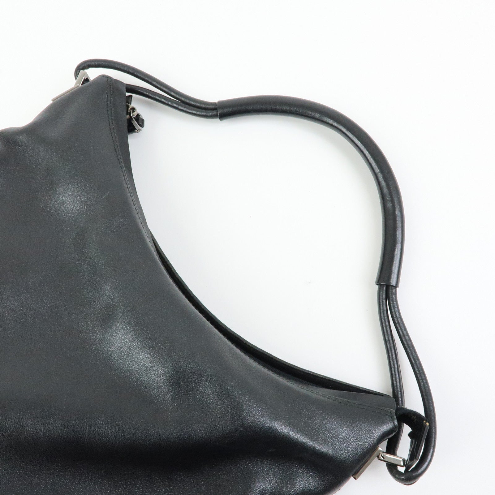 GUCCI Leather Shoulder Bag Hand Bag Tote Bag Black 001・3770