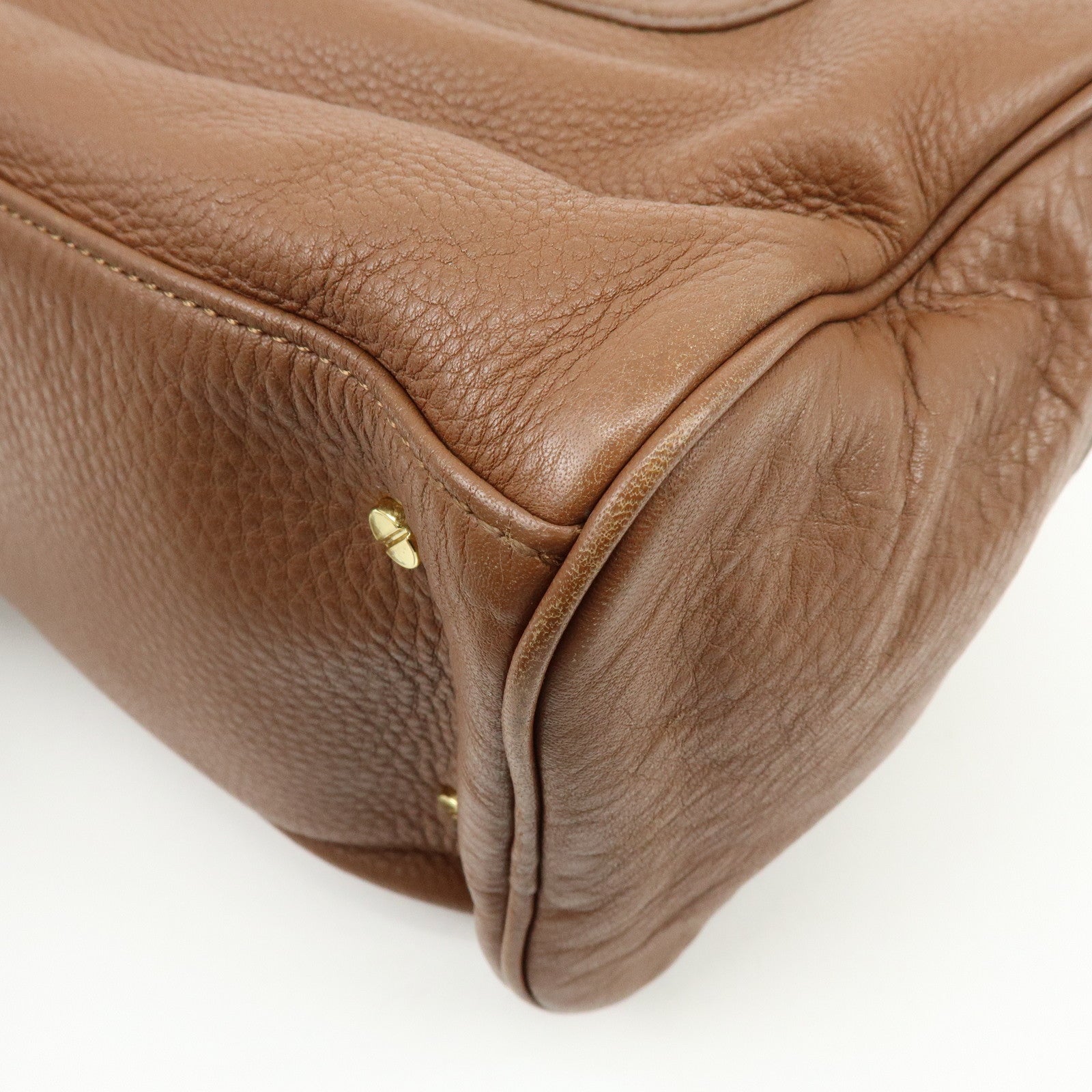 TORY BURCH Double T Leather 2Way Bag Hand Bag Mini Boston Bag Brown