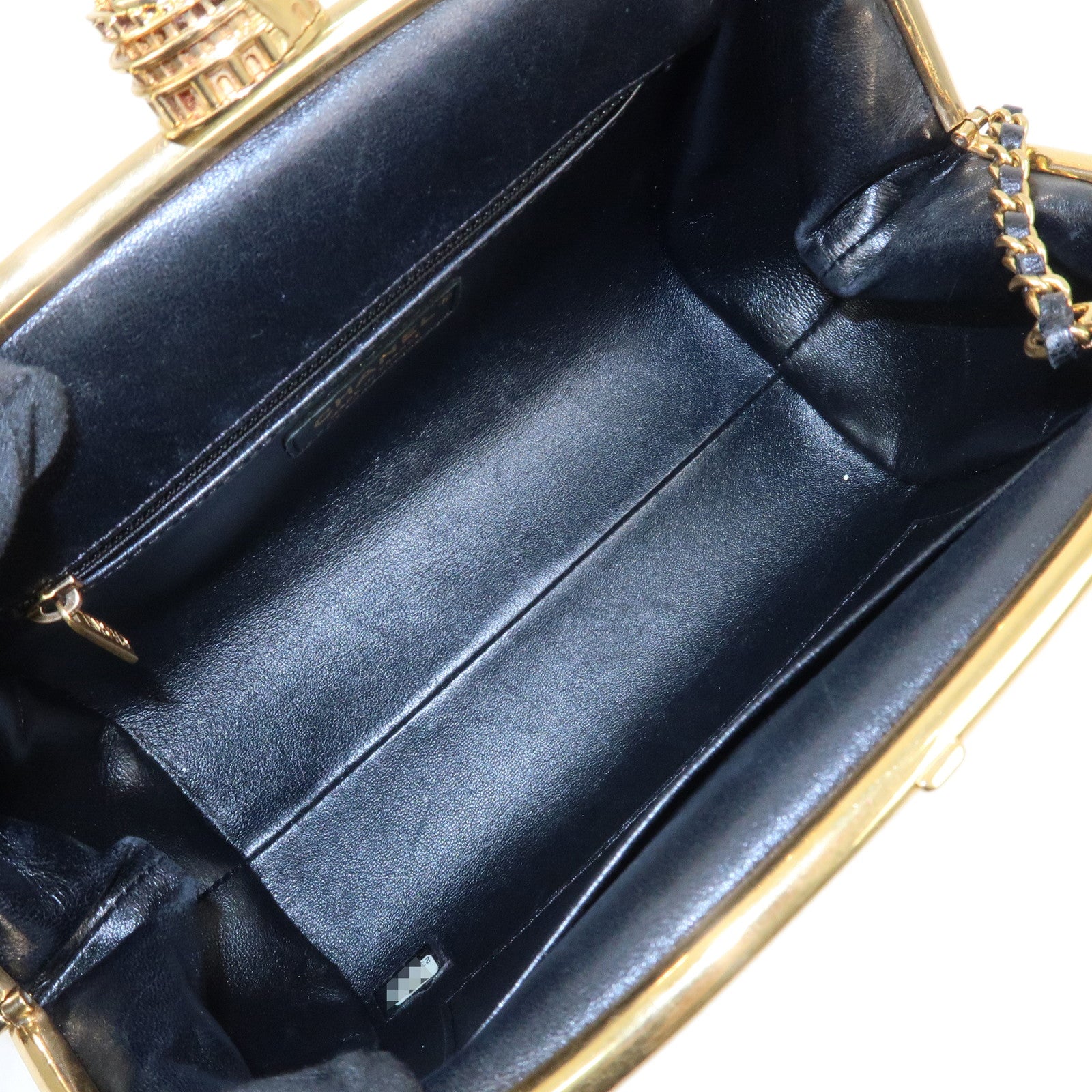 CHANEL Matelasse Lamb Skin Colosseum 2Way Bag Hand Bag Black