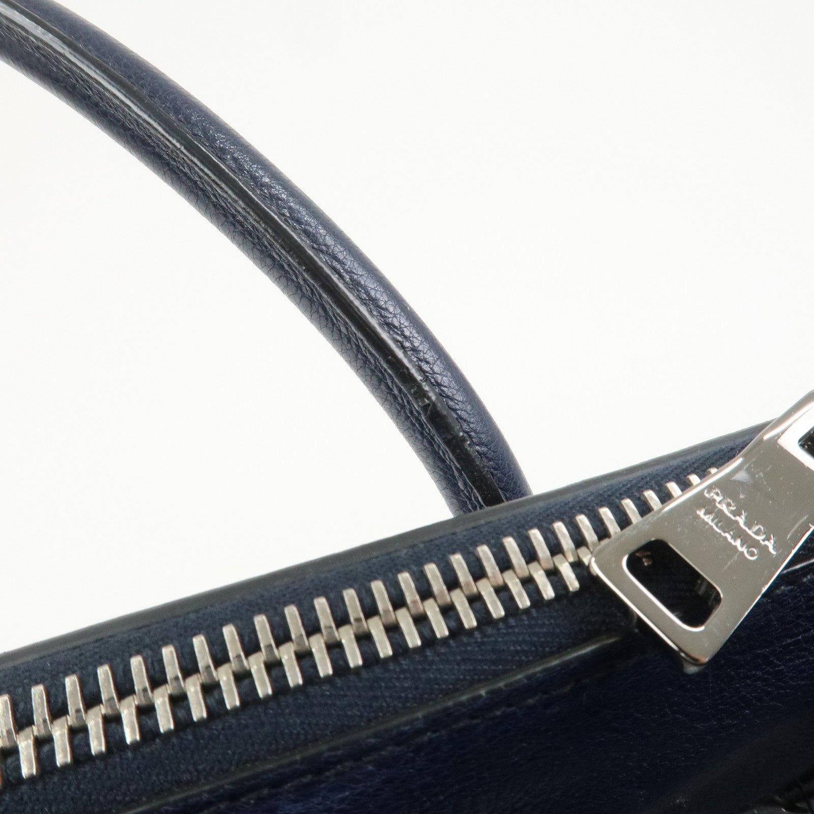 PRADA Triangle Logo 2 Way Bag Tote Bag Shoulder Bag Navy B2625M