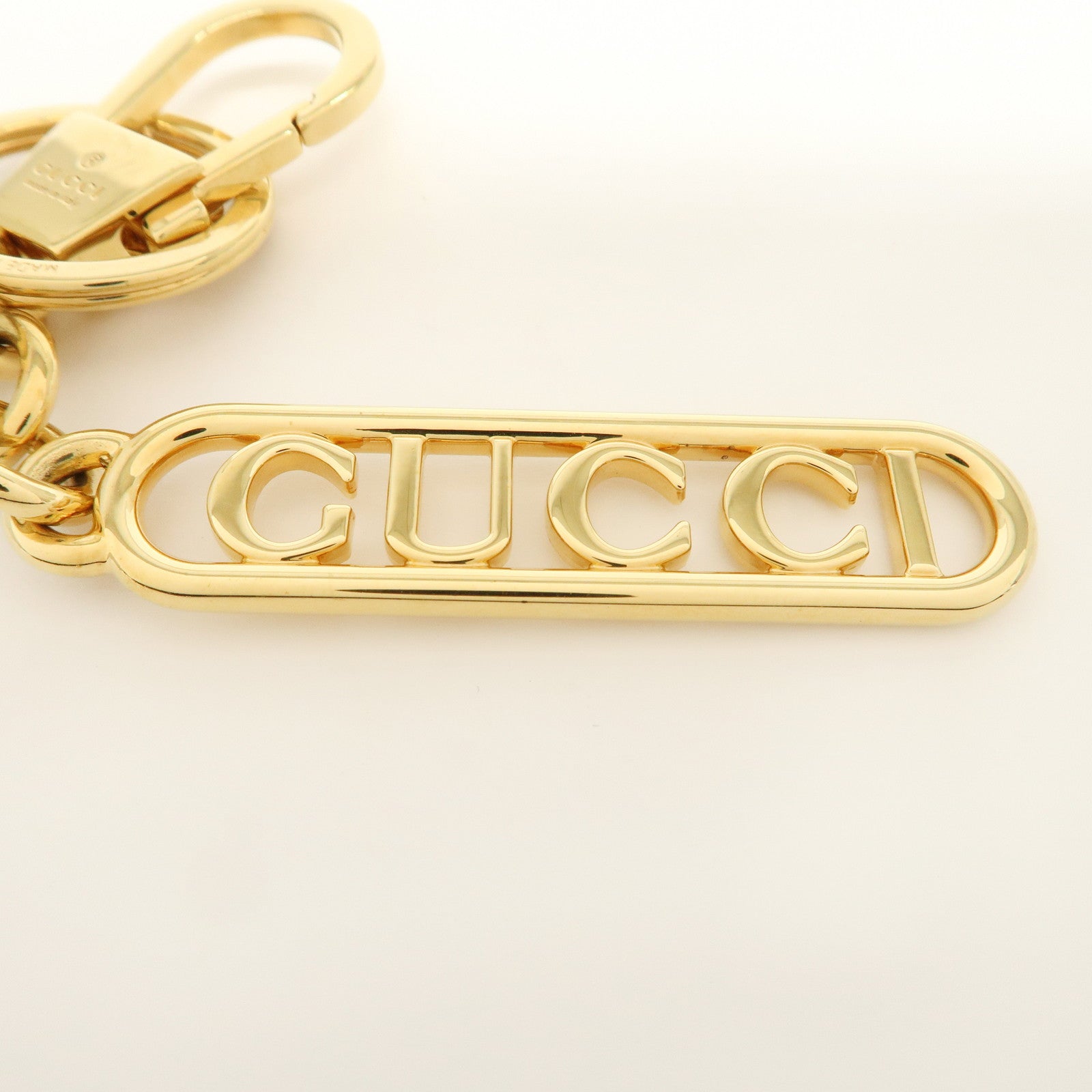 GUCCI Script Keychain Key Charm Metal Gold 773969