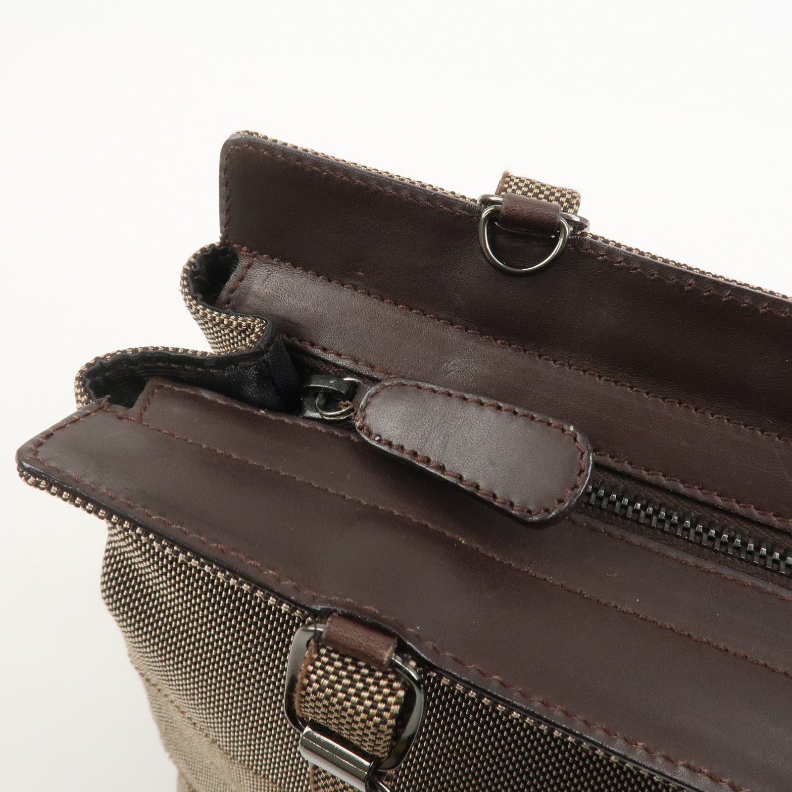 Ferragamo Canvas 2Way Bag Hand Bag Shoulder Bag Brown