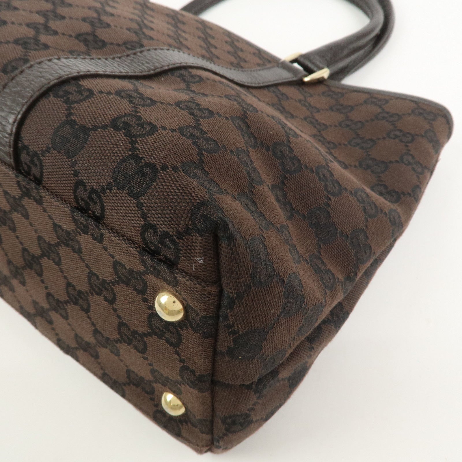 GUCCI Canvas Leather Tote Bag Shoulder Bag Dark Brown 257302