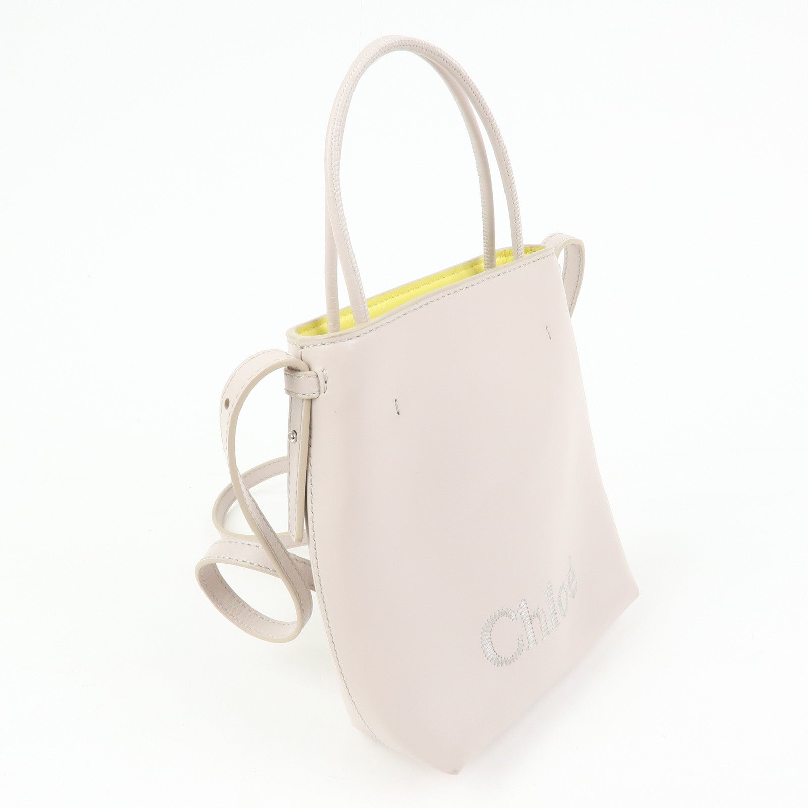 Chloe Sense Micro Leather 2Way Bag Shoulder Bag Hand Bag Pink Beige