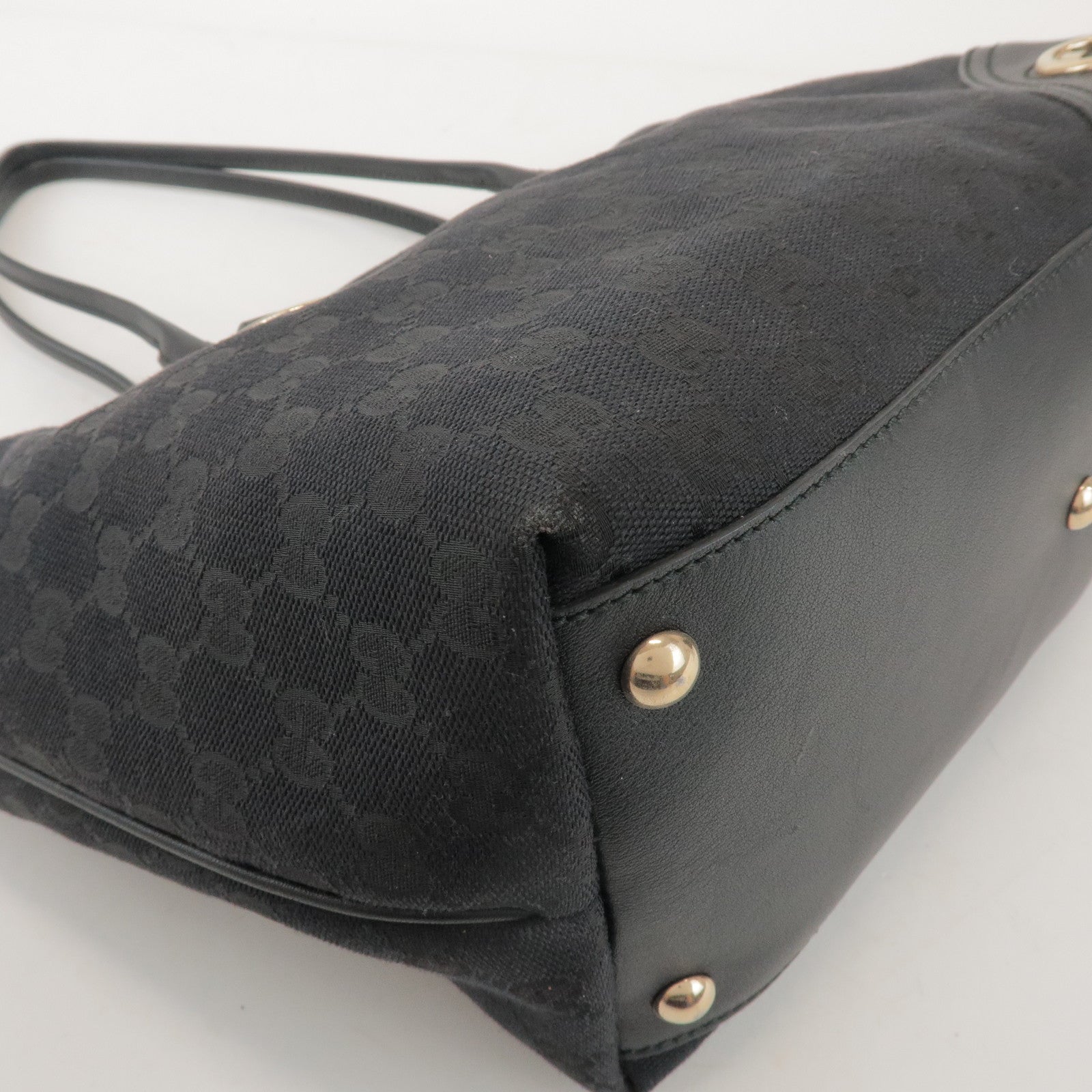 GUCCI New Britt GG Canvas Leather Tote Bag Hand Bag Black 169946