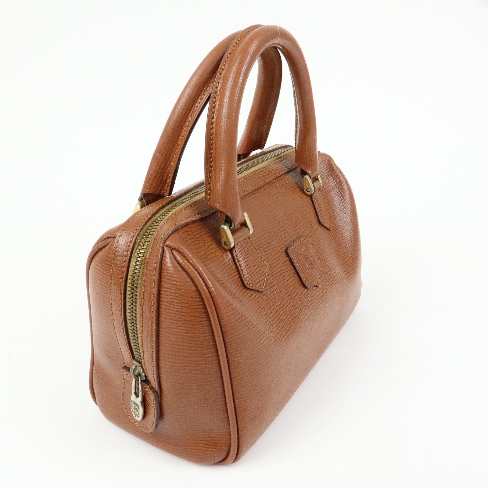 CELINE Triomphe Leather Boston Bag Hand Bag Brown