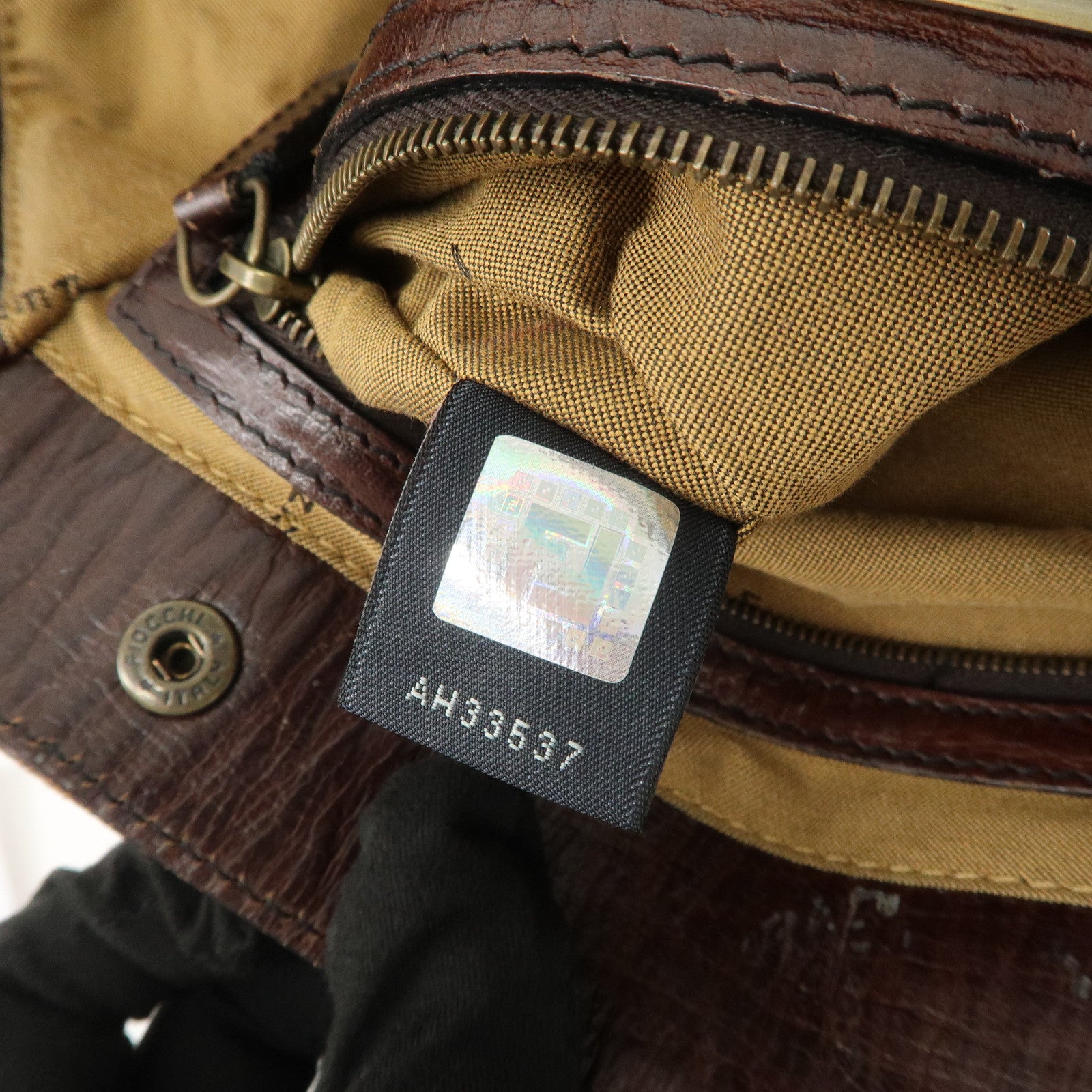 FENDI Suede Leather Ethnico Tote Bag Shoulder Bag Brown 8BN157