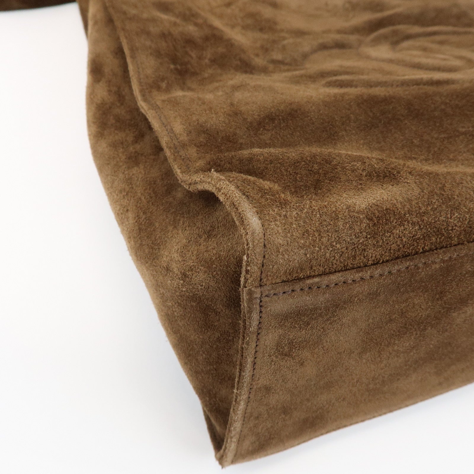 CHANEL COCO Mark Suede Chain Tote Bag Shoulder Bag Brown