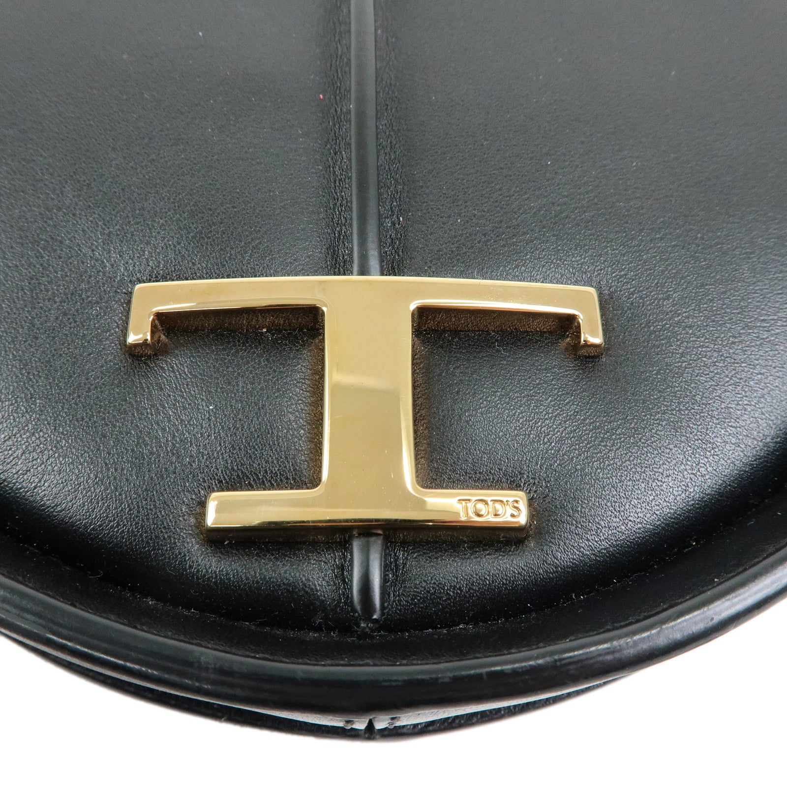 TOD'S T Timeless SACCA LUNA MICRO Leather Hand Bag Black