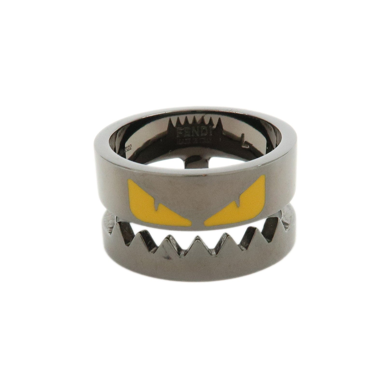 FENDI Monster Metal Ring Black Silver US11.5 EU66 HK26 Size L