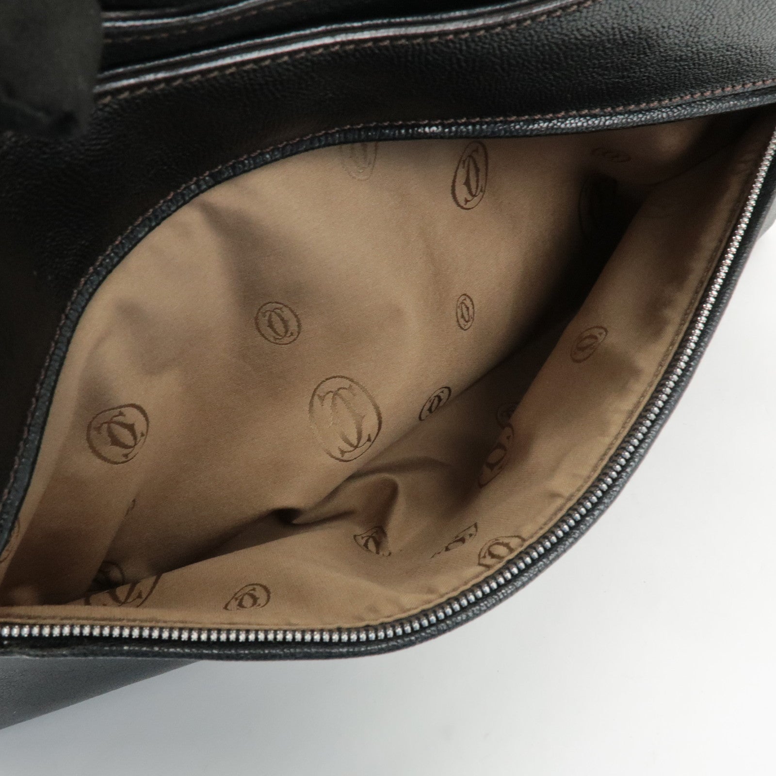 Cartier Must Line Leather Marcello Hand Bag Black Used