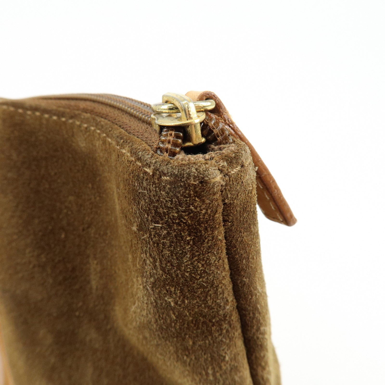 Ferragamo Suede Leather Tote Bag Shoulder Bag Hand Bag Brown