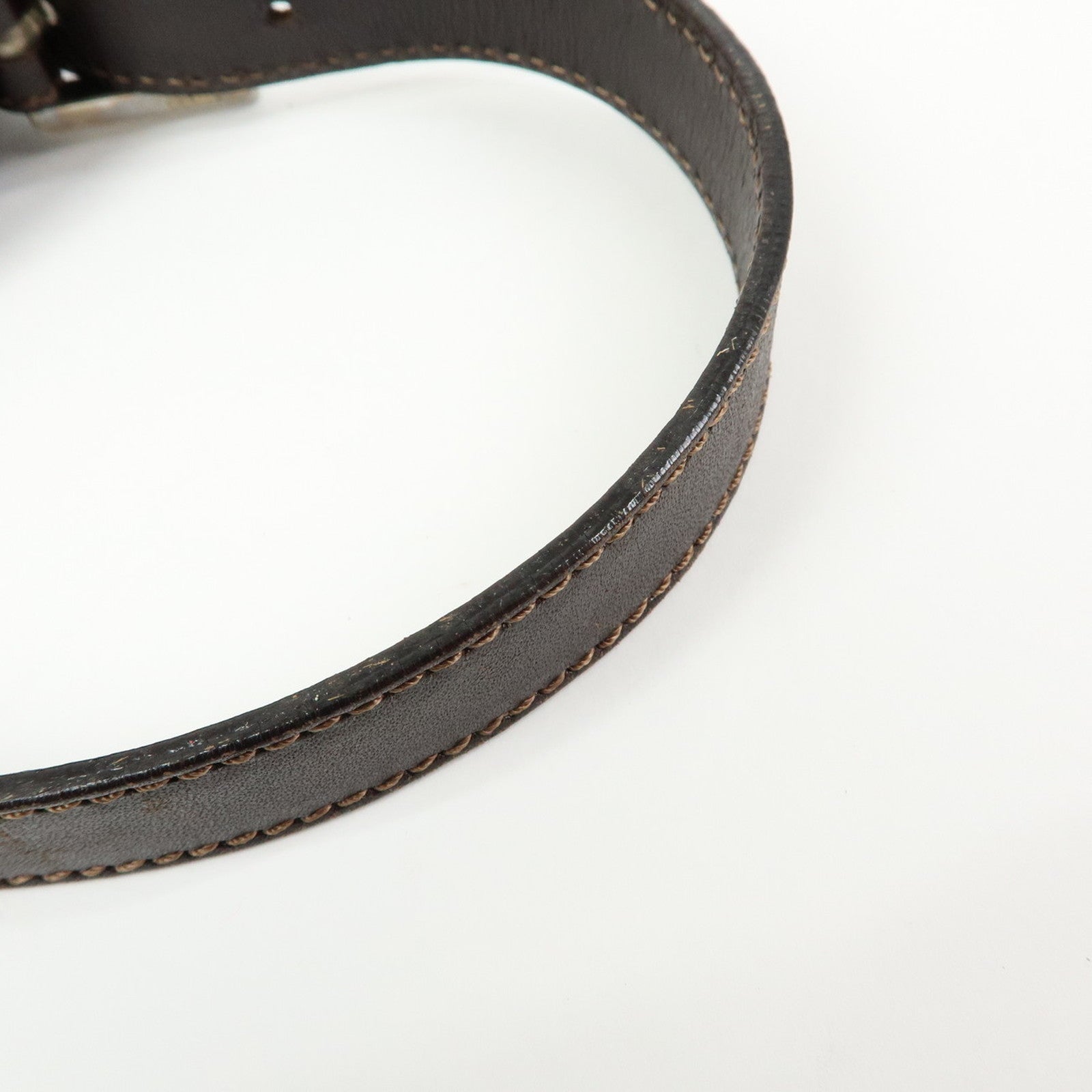 FENDI Mamma Baguette Zucca Canvas Leather Shoulder Bag Brown 26325