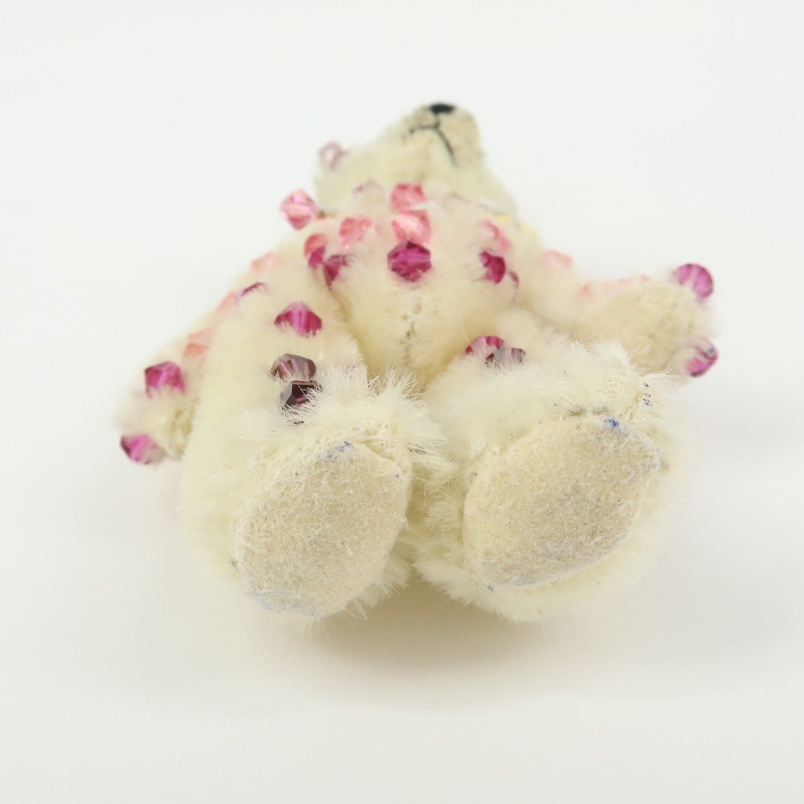 PRADA Triangle Logo Bear Mohair Bag Charm Key Holder Beige Pink