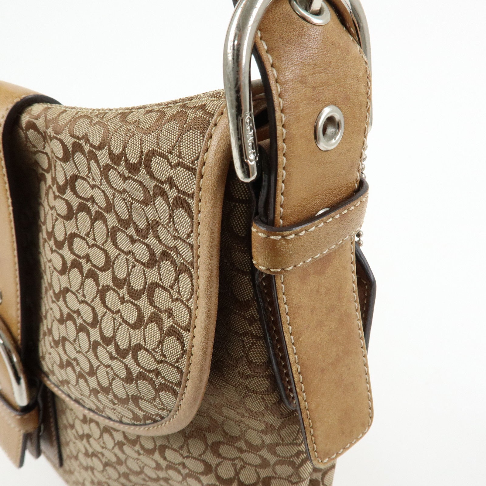 COACH Set of 3 Canvas Leather Shoulder Bag Hand Bag 2Way Bag