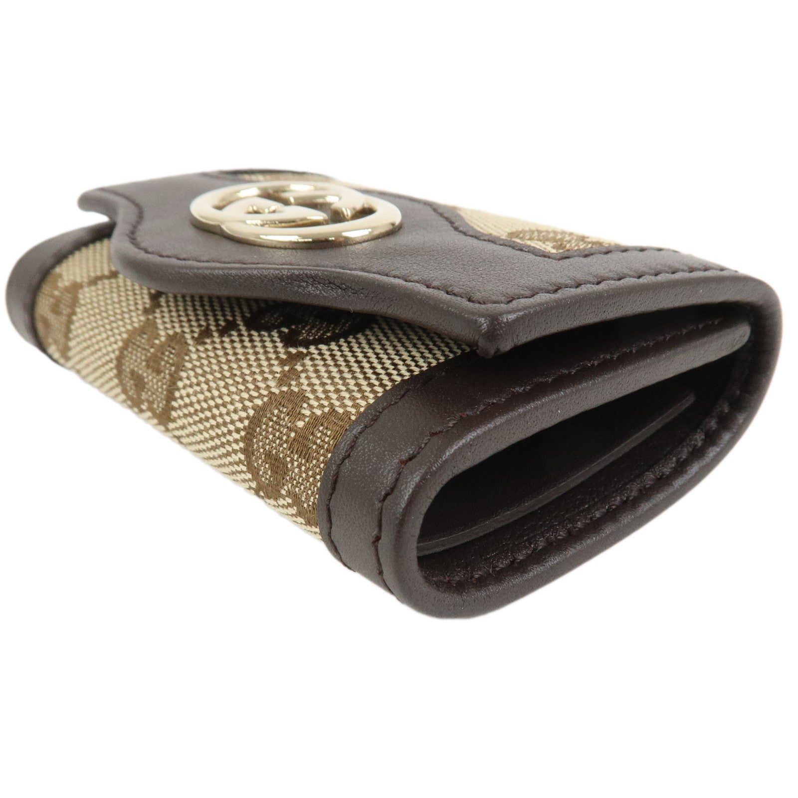 GUCCI Sukey GG Canvas Leather 6 Ring Key Case Beige Brown 282432