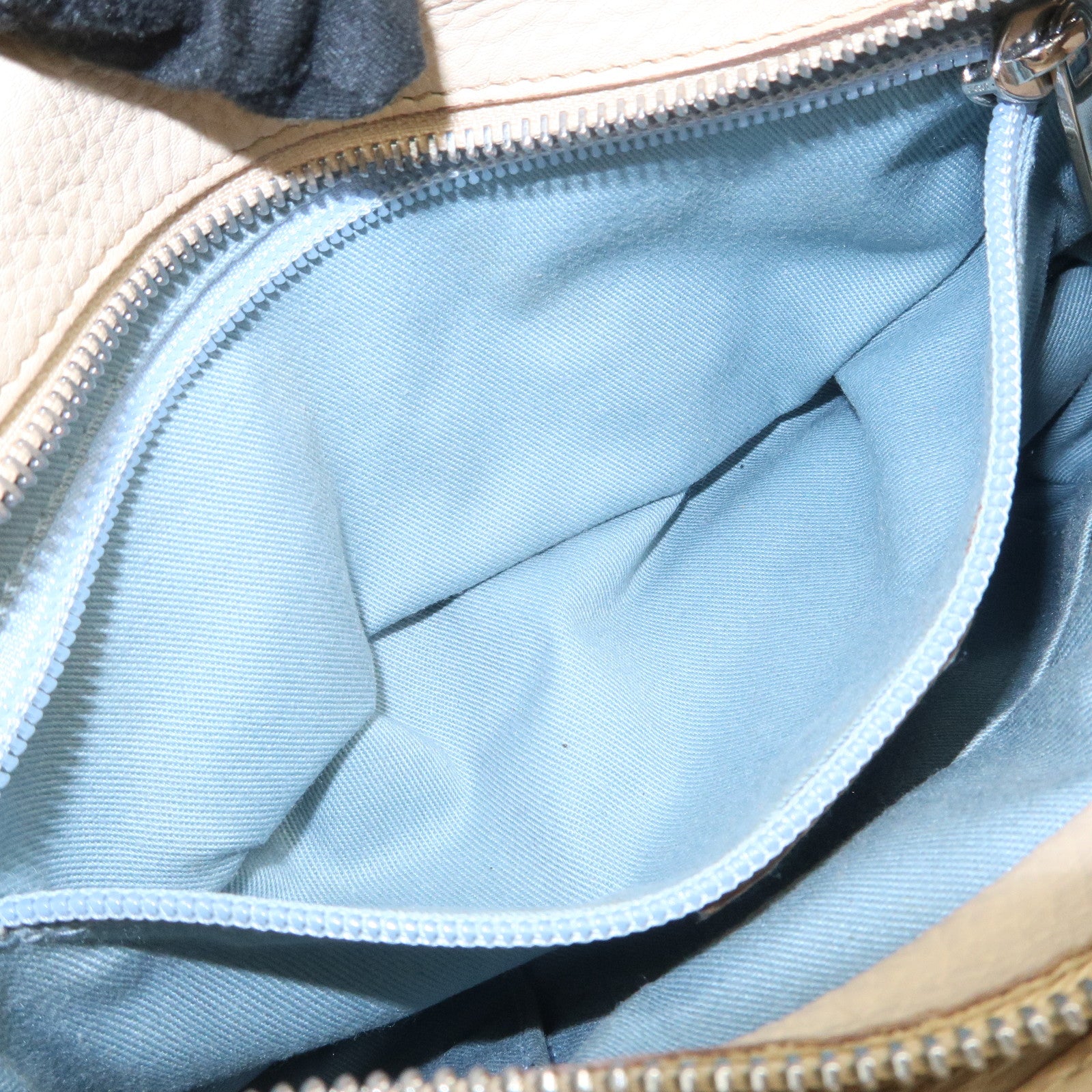 Ferragamo Gancini Leather 2Way Bag Hand Bag Shoulder Bag Beige