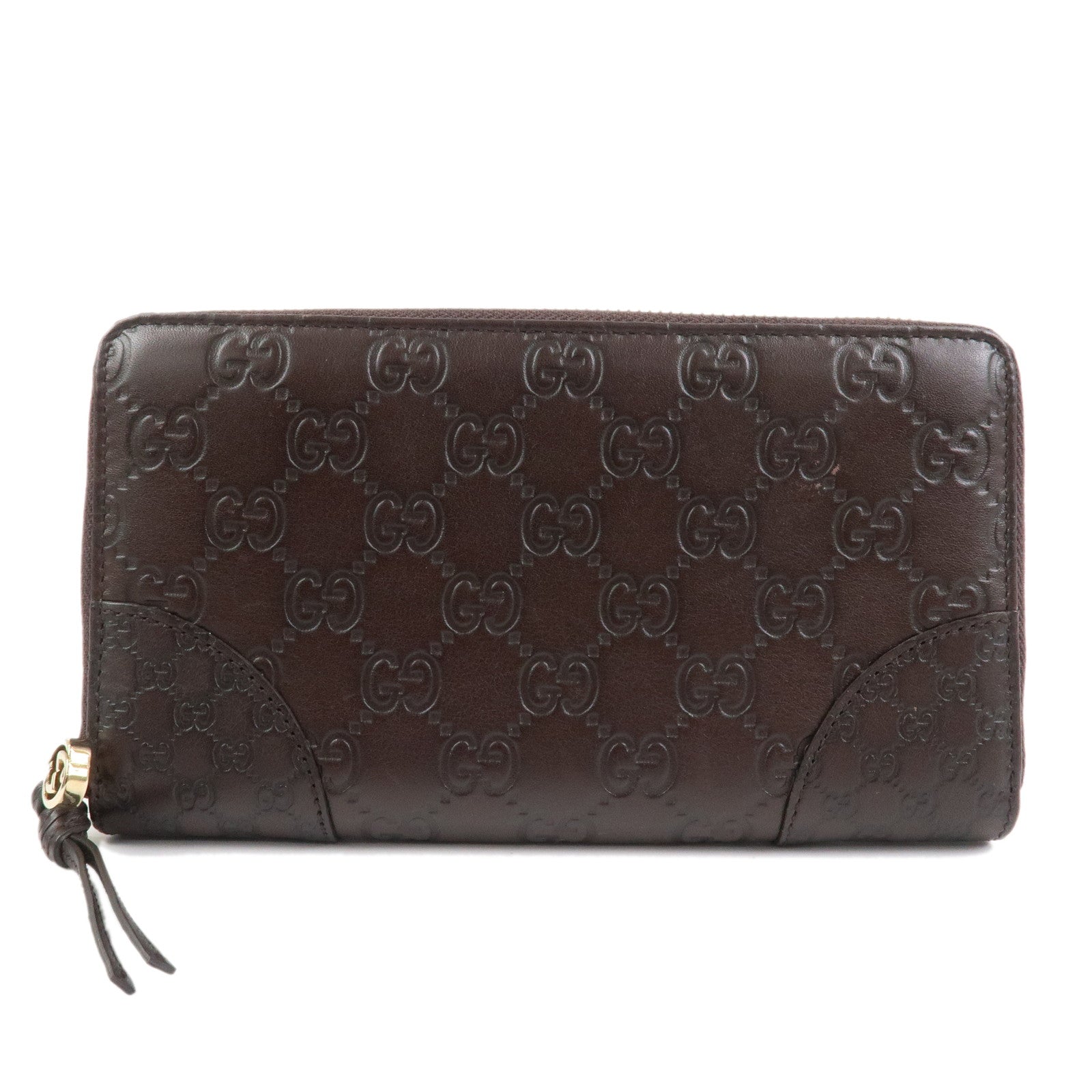 GUCCI Guccissima Interlocking G Round Zippy Wallet Brown 323397