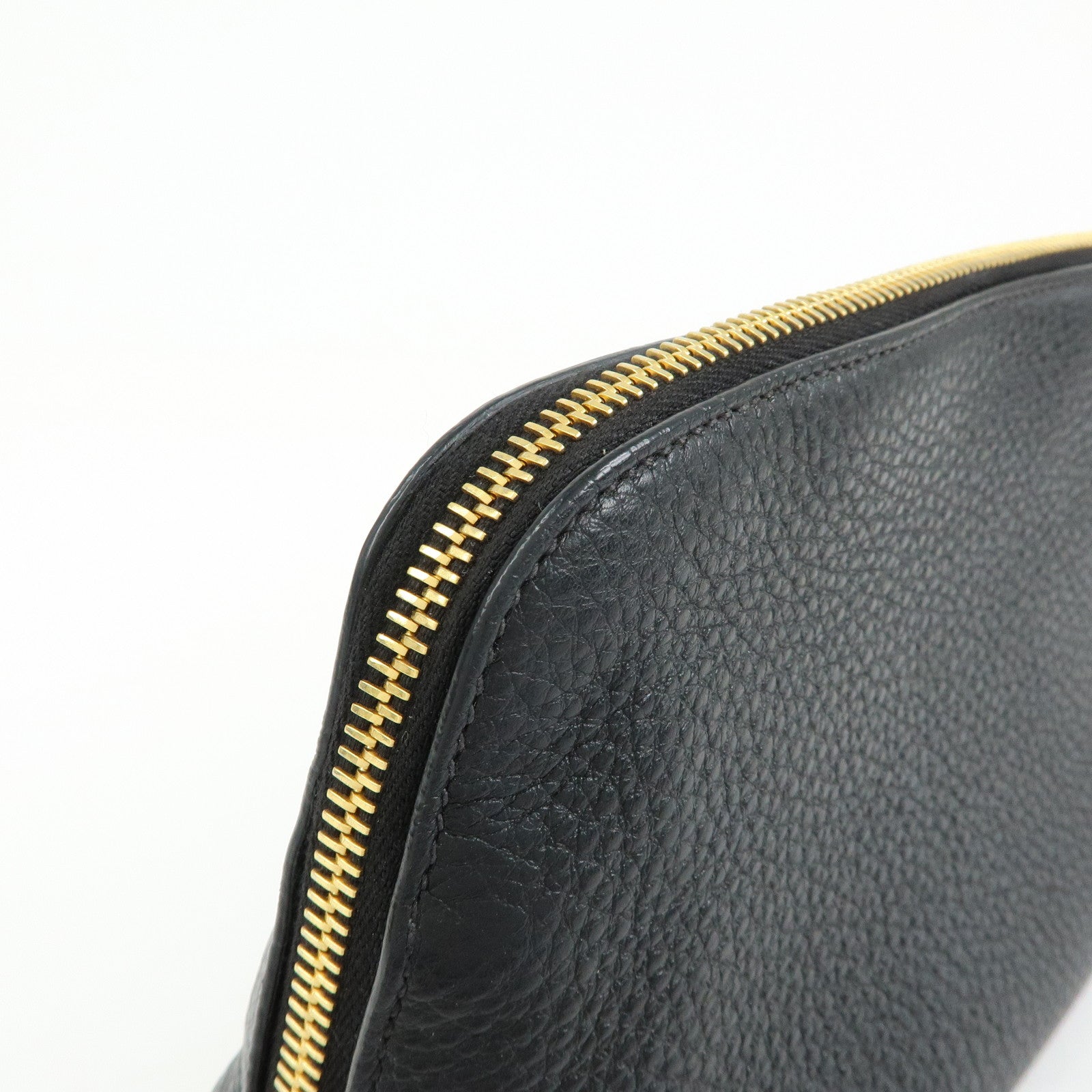 PRADA Logo Leather Cosmetic Pouch Clutch Black 1ND005