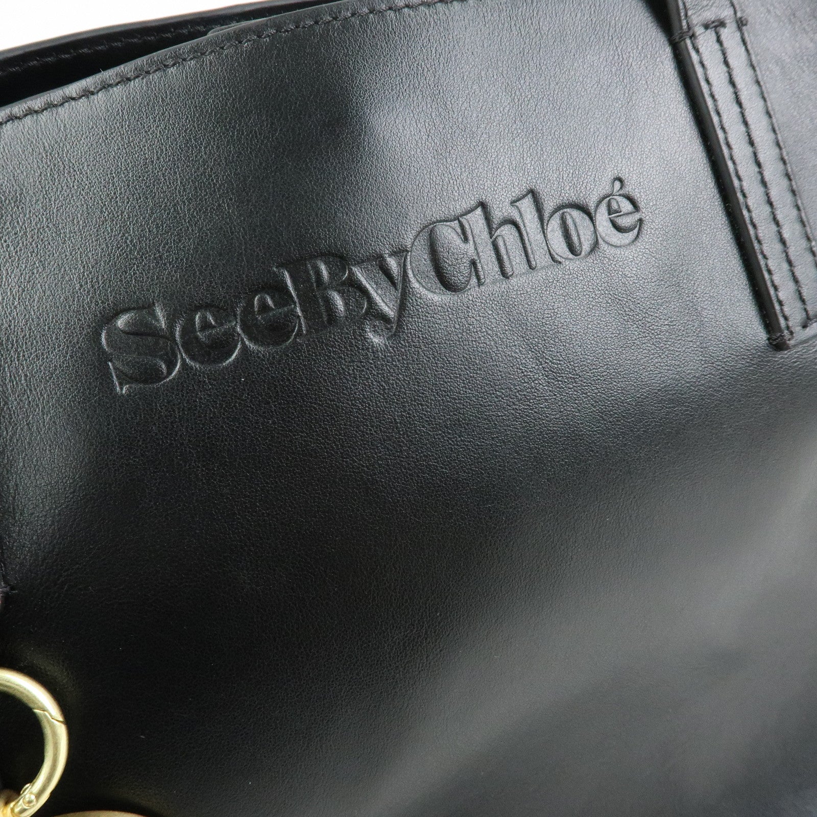 Chloe See By Chloe Leather Suede Tote Bag Shoulder Bag Black