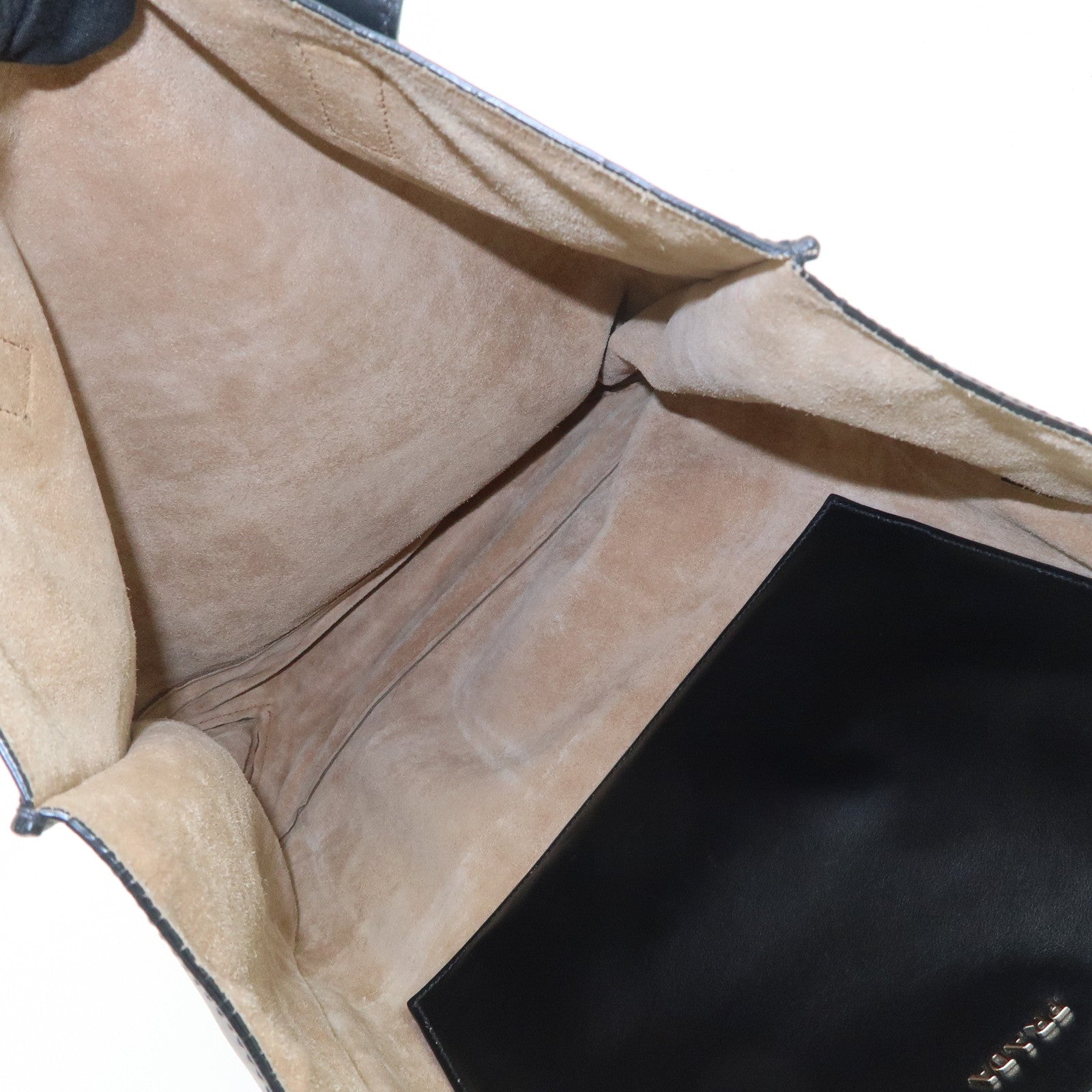 PRADA Triangle Logo Leather Tote Bag Hand Bag Black 1BG002