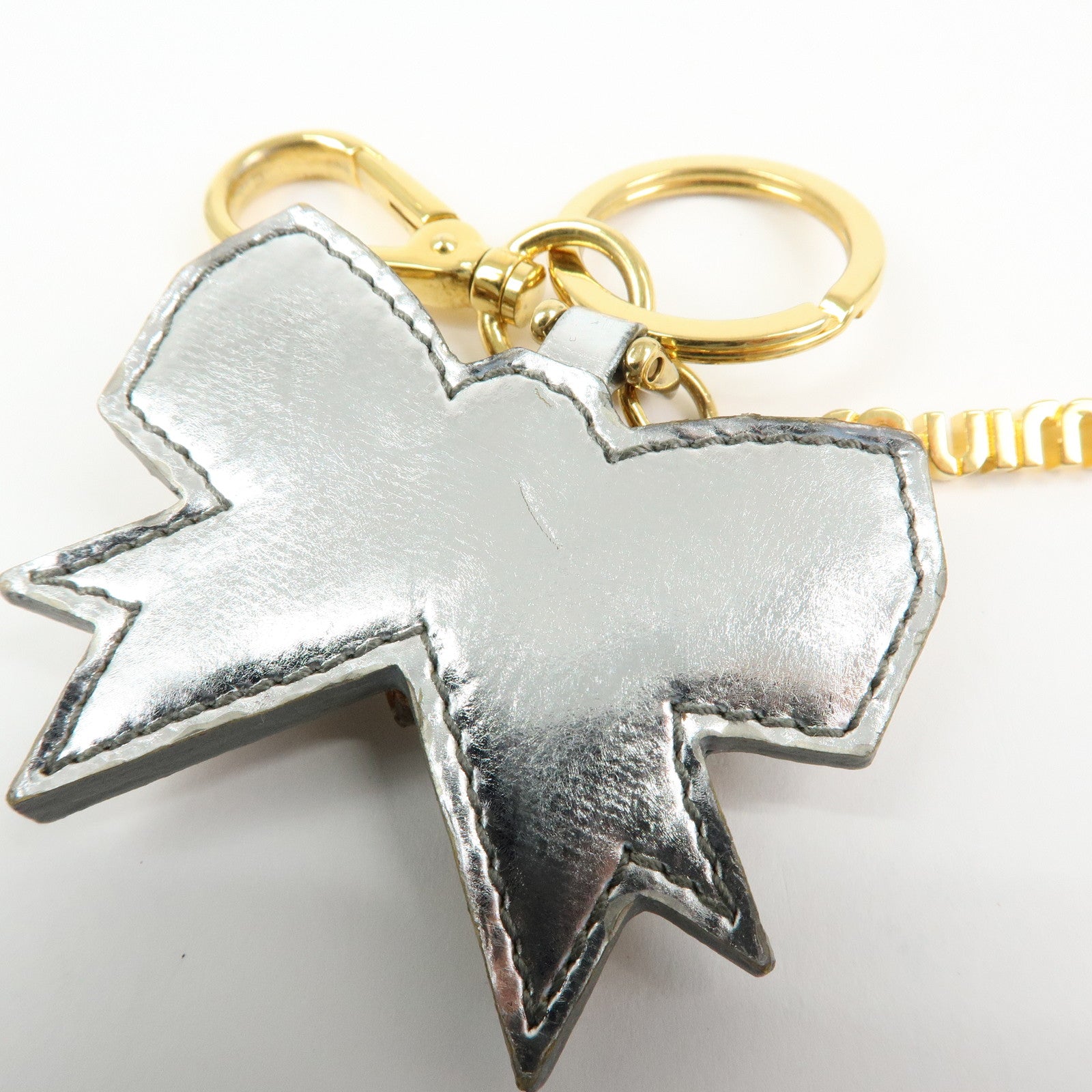 MIU MIU Leather Ribbon Motif Bijou Bag Charm Key Chain 5ARH76