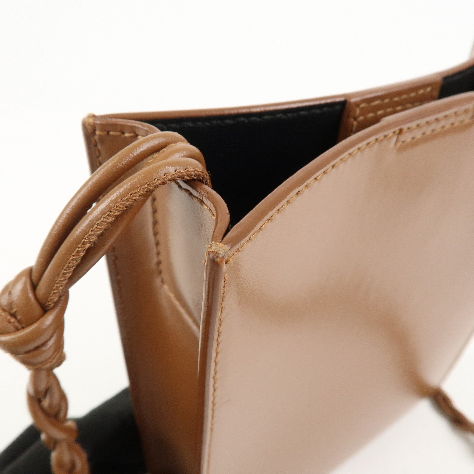 JIL SANDER Leather Tangle Small Shoulder Bag Crossbody Bag Brown