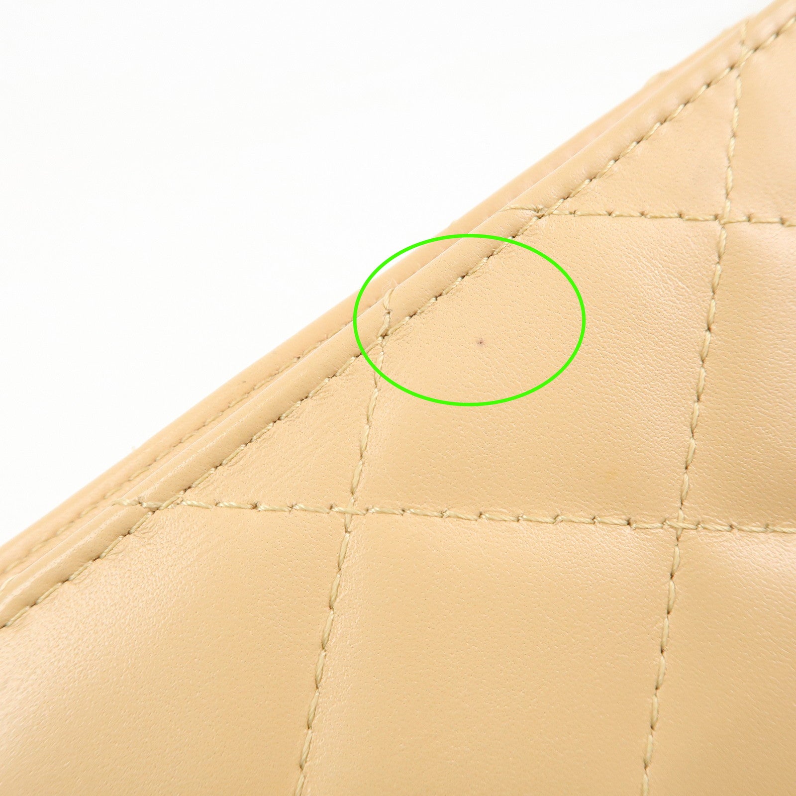 CHANEL Cambon Lamb Skin Leather Bi-fold Wallet Beige A26717