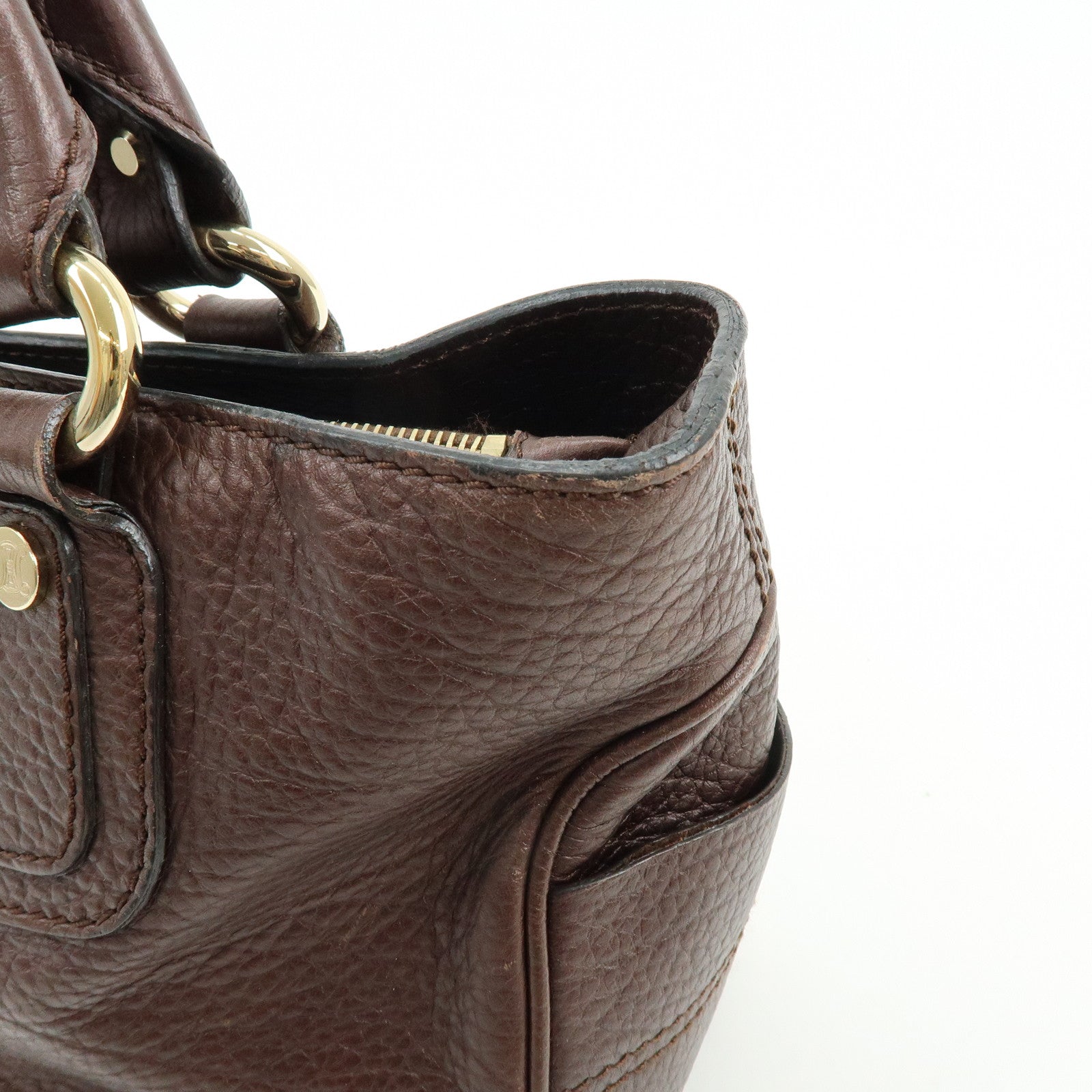 CELINE Macadam Leather Boogie Bag Hand Bag Burgundy