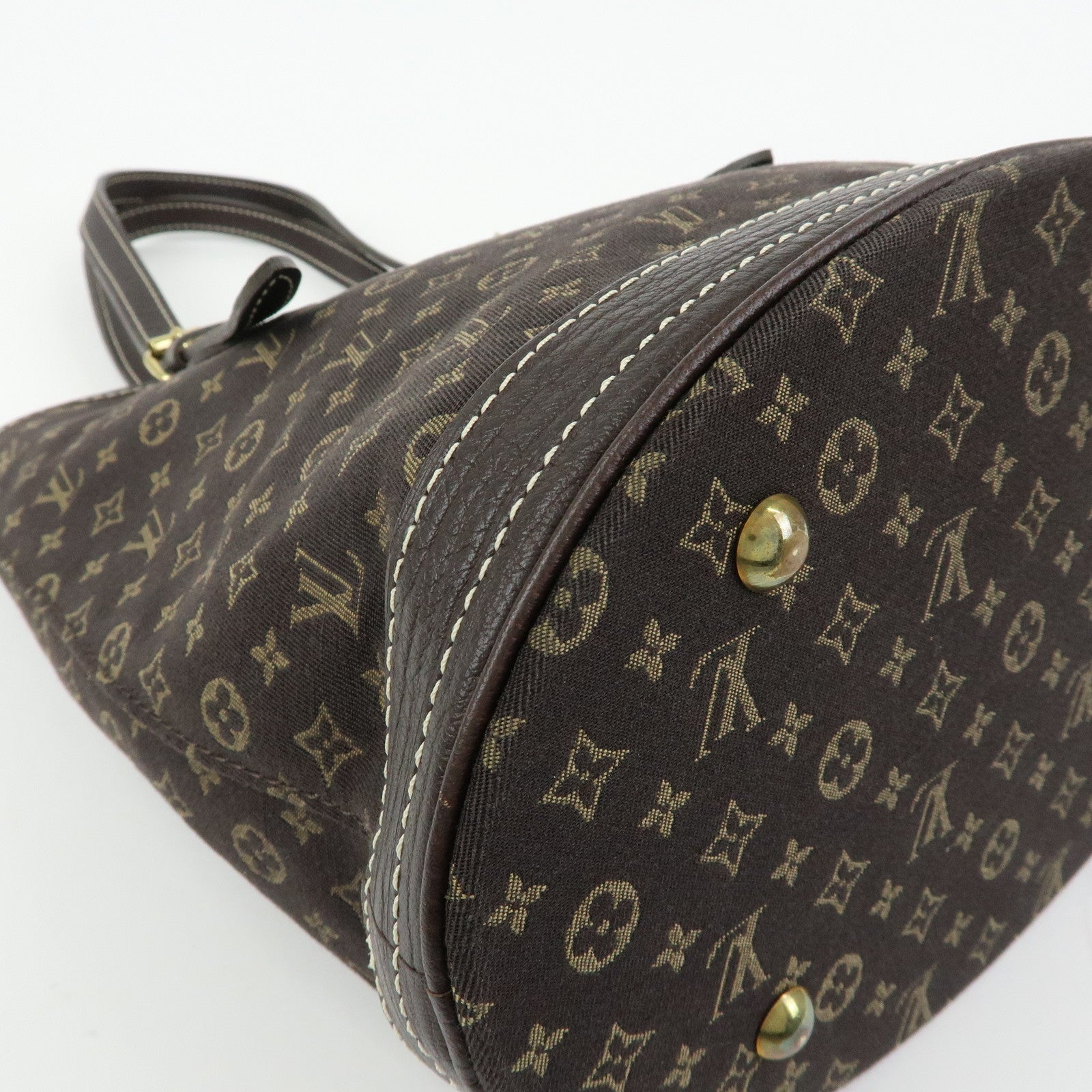 Louis Vuitton Monogram Mini Lin Bucket PM Tote Bag Ebene M95226
