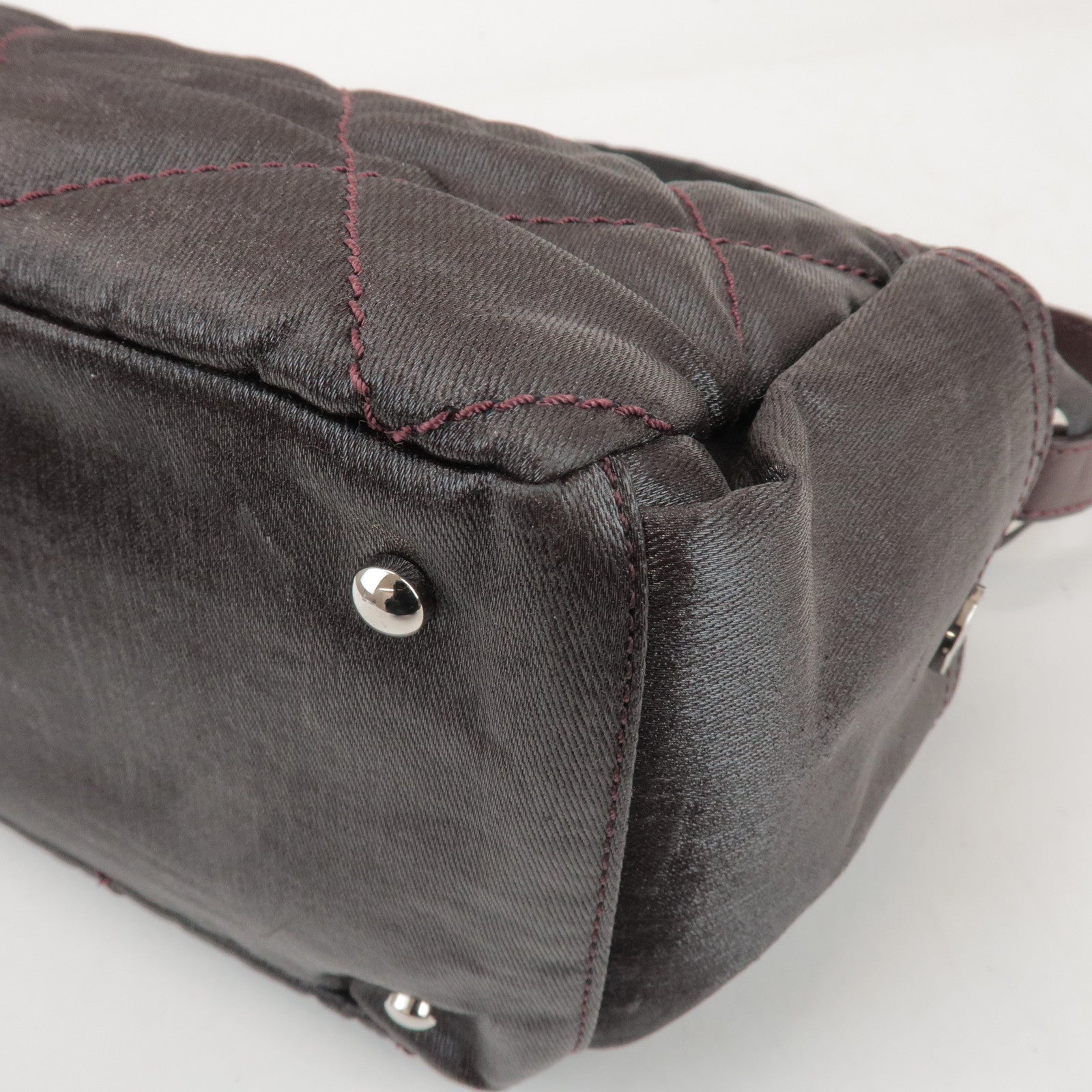 CHANEL Biarritz PVC Coated Canvas Calf Leather Shoulder Bag A34205