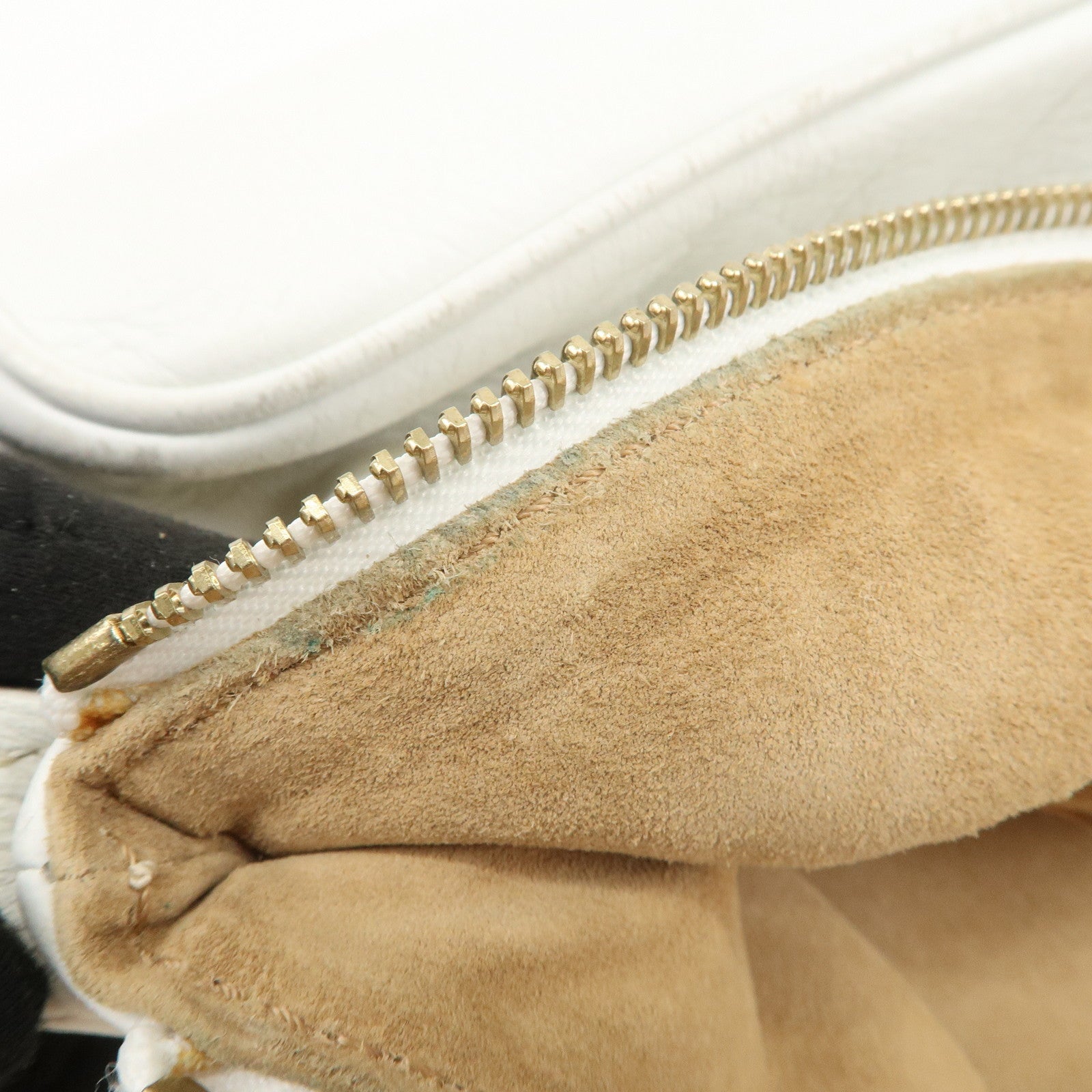 CELINE Macadam Logo Leather Shoulder Bag Hand Bag White