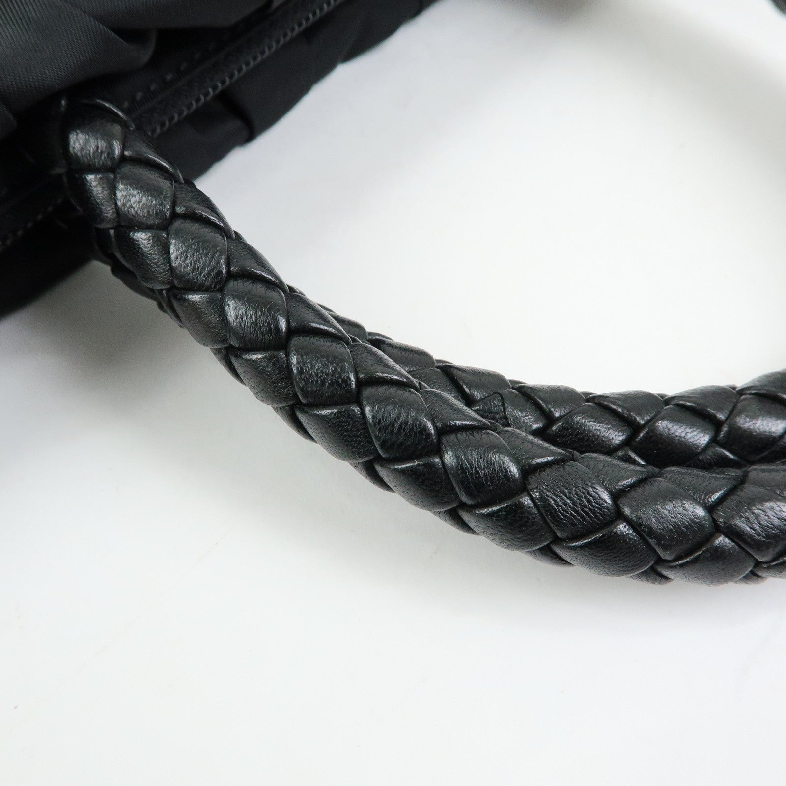 PRADA Triangle Logo Ribbon Nylon Leather 2Way Hand Bag Black BN1631