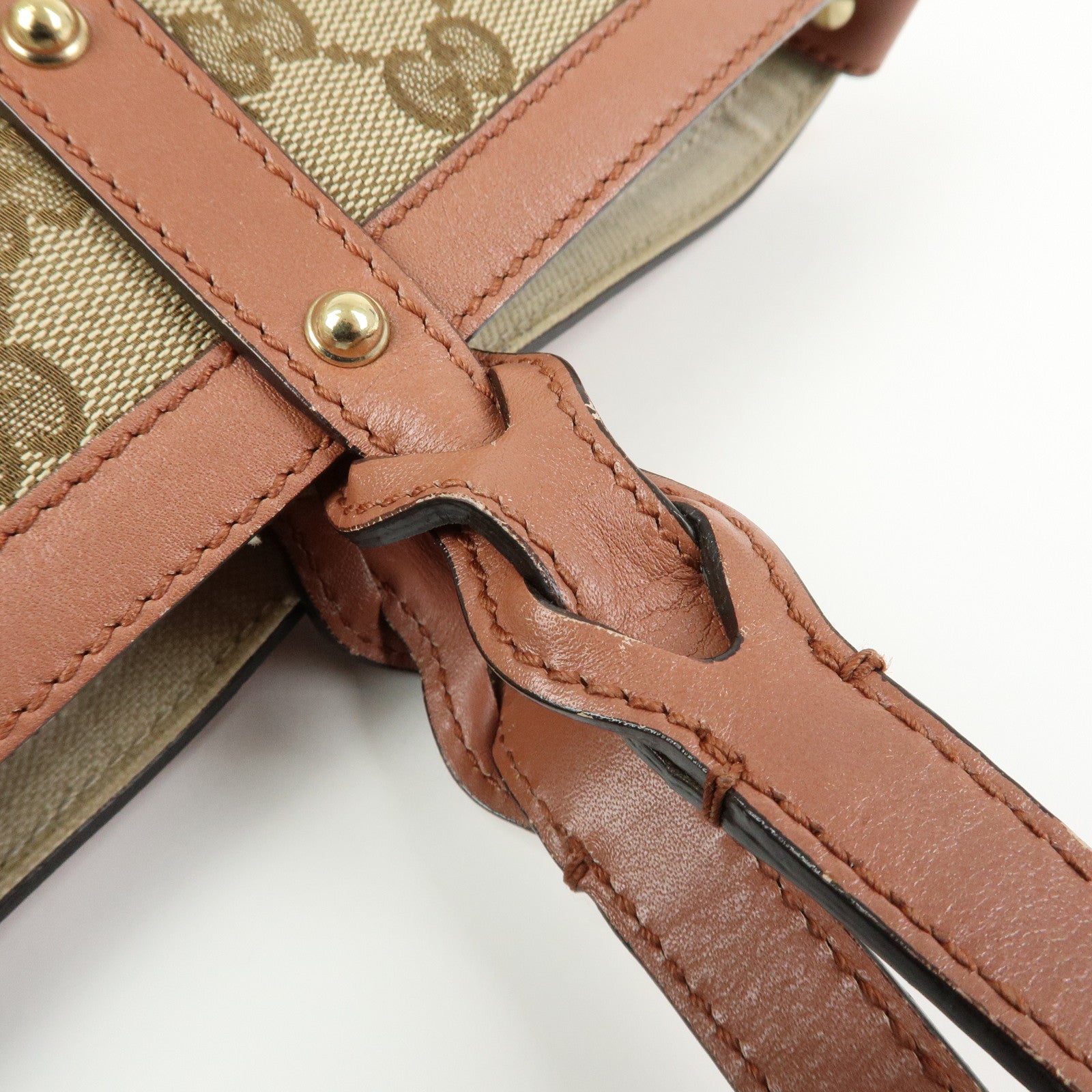 GUCCI GG Canvas Leather Tote Bag Shoulder Bag Beige Pink 247209