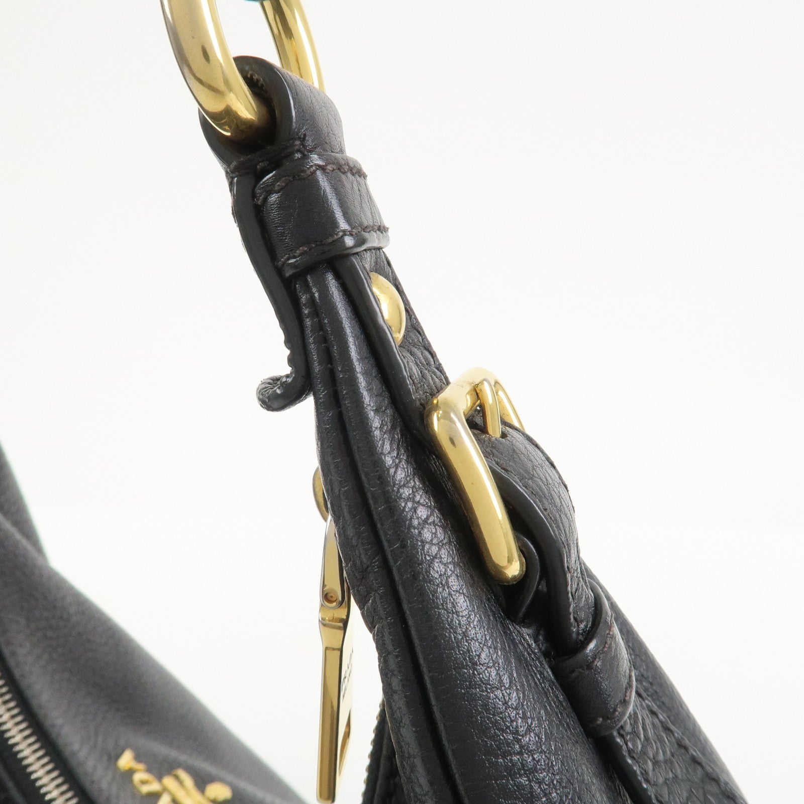 PRADA Leather Shoulder Bag Hand Bag Black BR4311