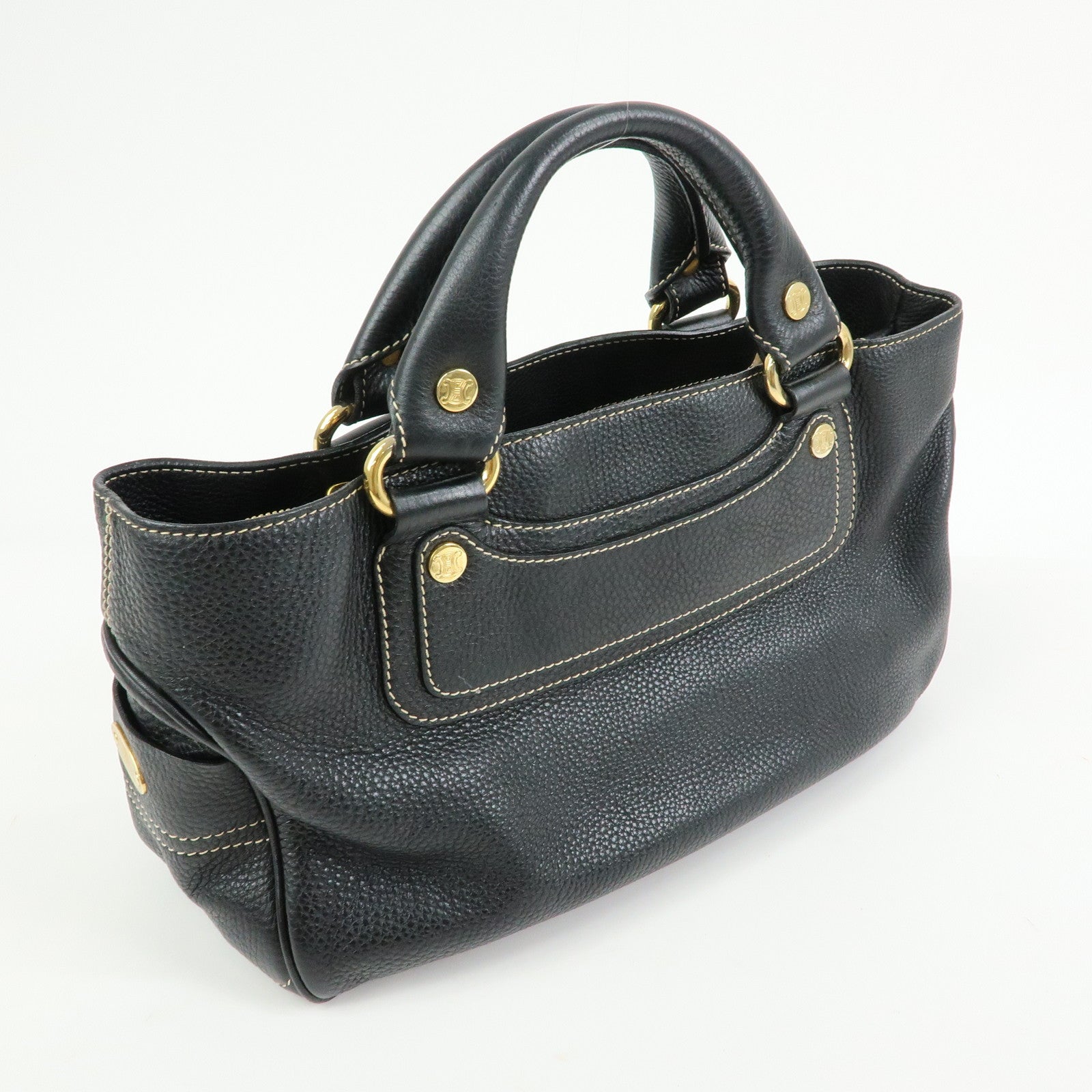 CELINE Leather Boogie Bag Hand Bag Black