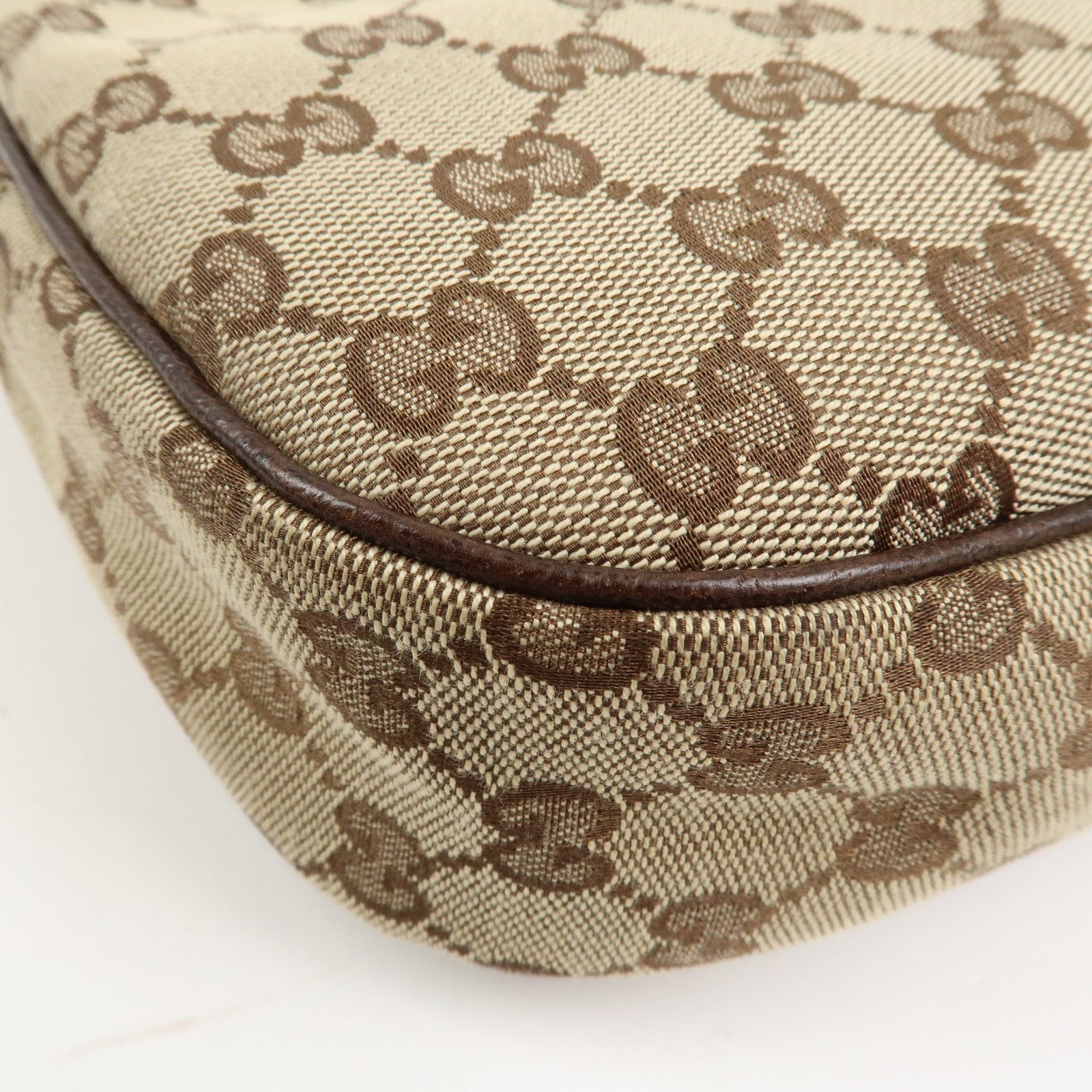 GUCCI GG Canvas Leather Shoulder Bag Hand Bag Beige Brown 153010